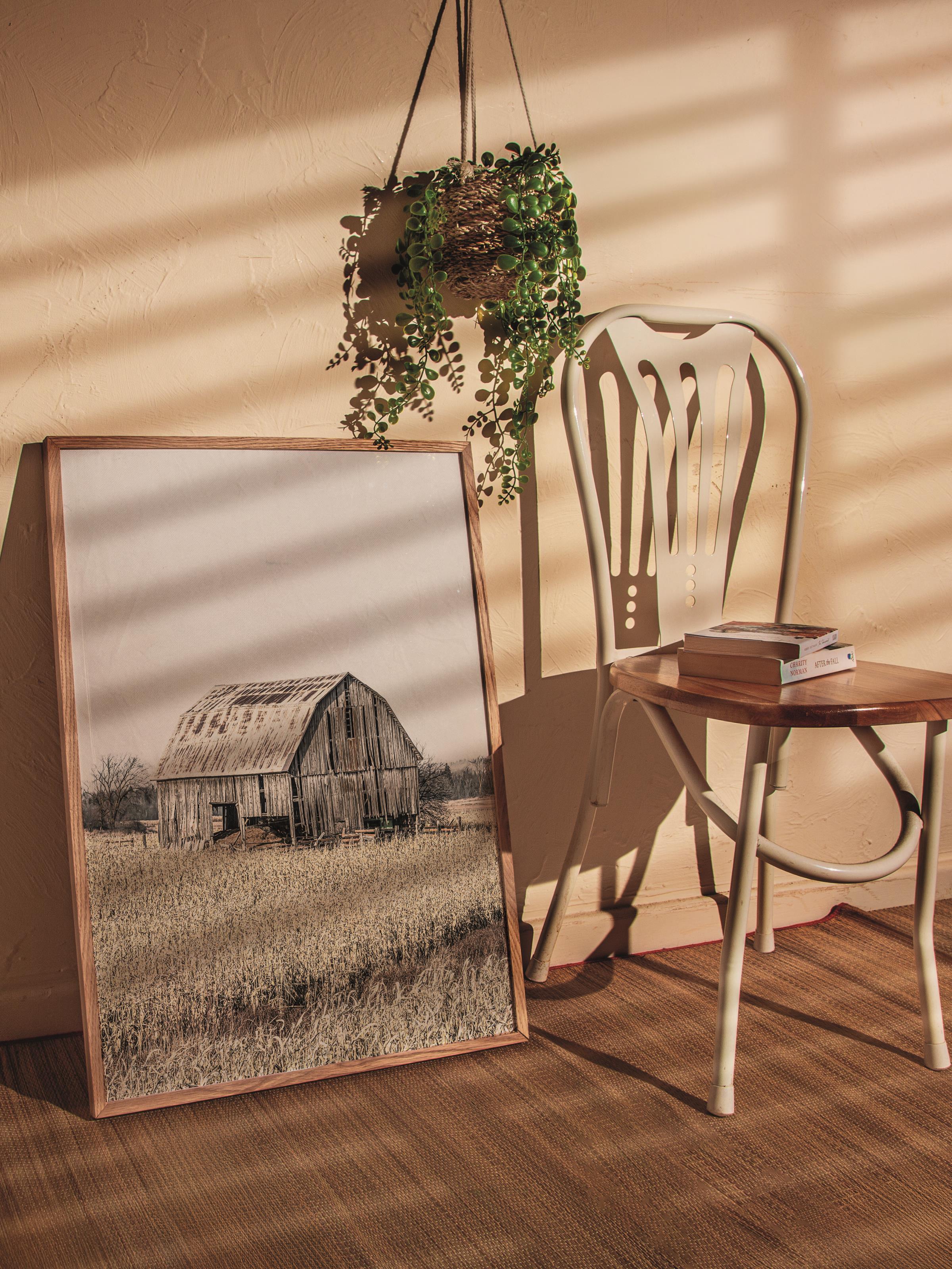 Rustic Çerçevesiz Poster, İskandinav Kahverengi Poster, NO:275 Ahır Fotoğraf, Dikey