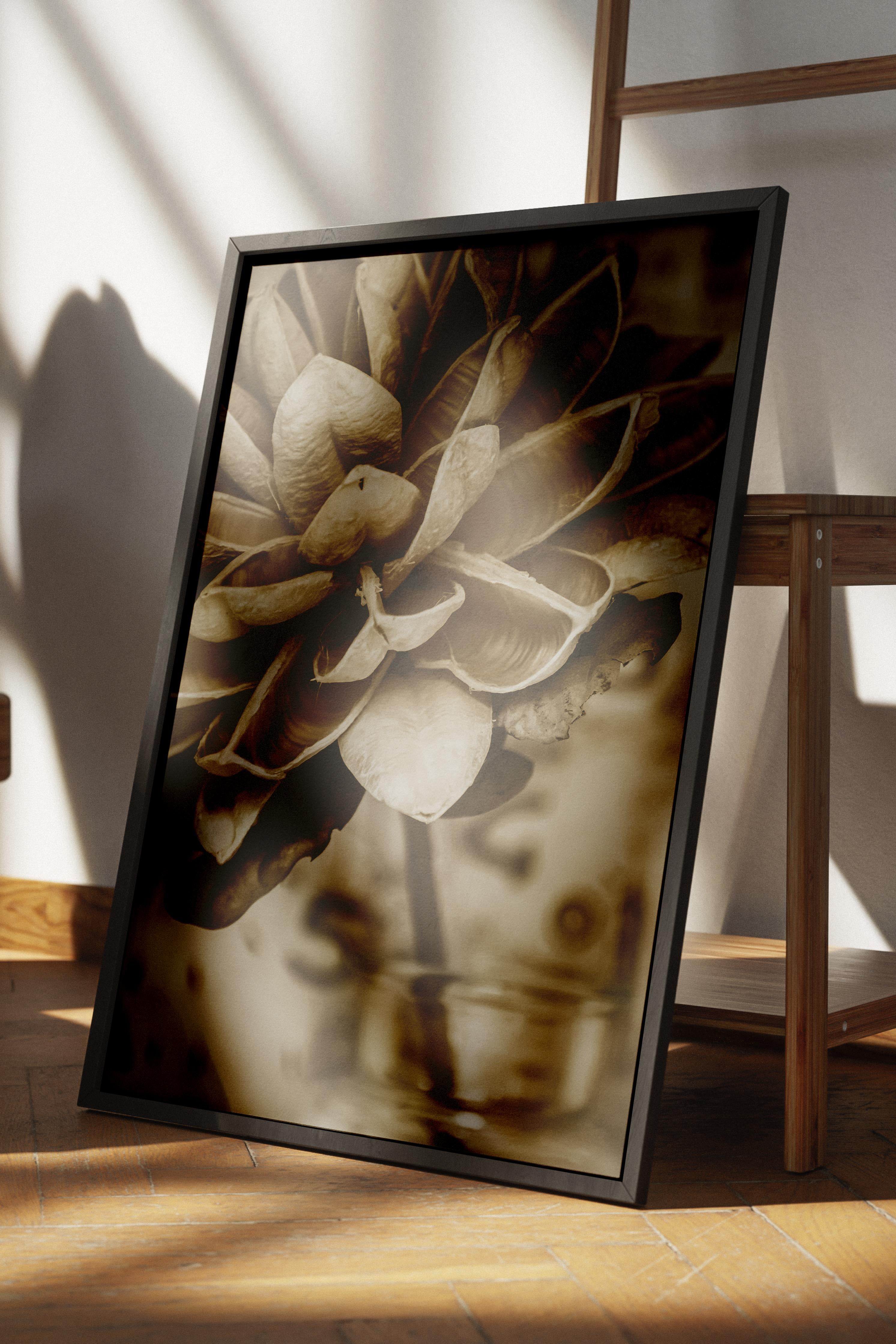 Rustic Çerçevesiz Poster, İskandinav Kahverengi Poster, NO:28 Çiçekler Fotoğraf, Dikey