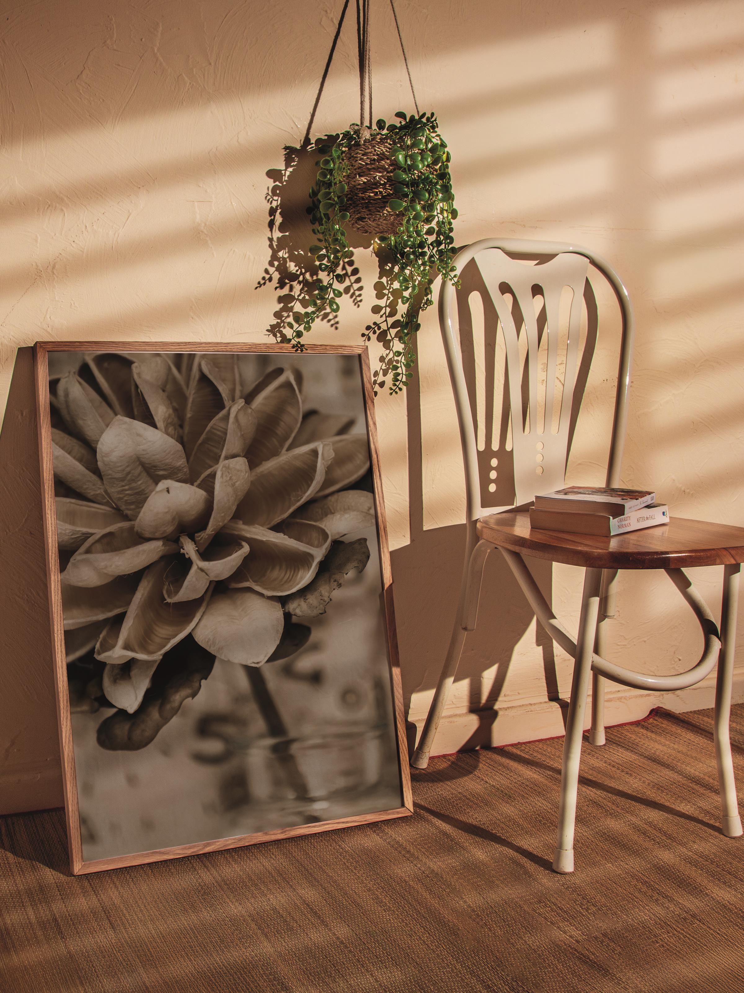 Rustic Çerçevesiz Poster, İskandinav Kahverengi Poster, NO:28 Çiçekler Fotoğraf, Dikey