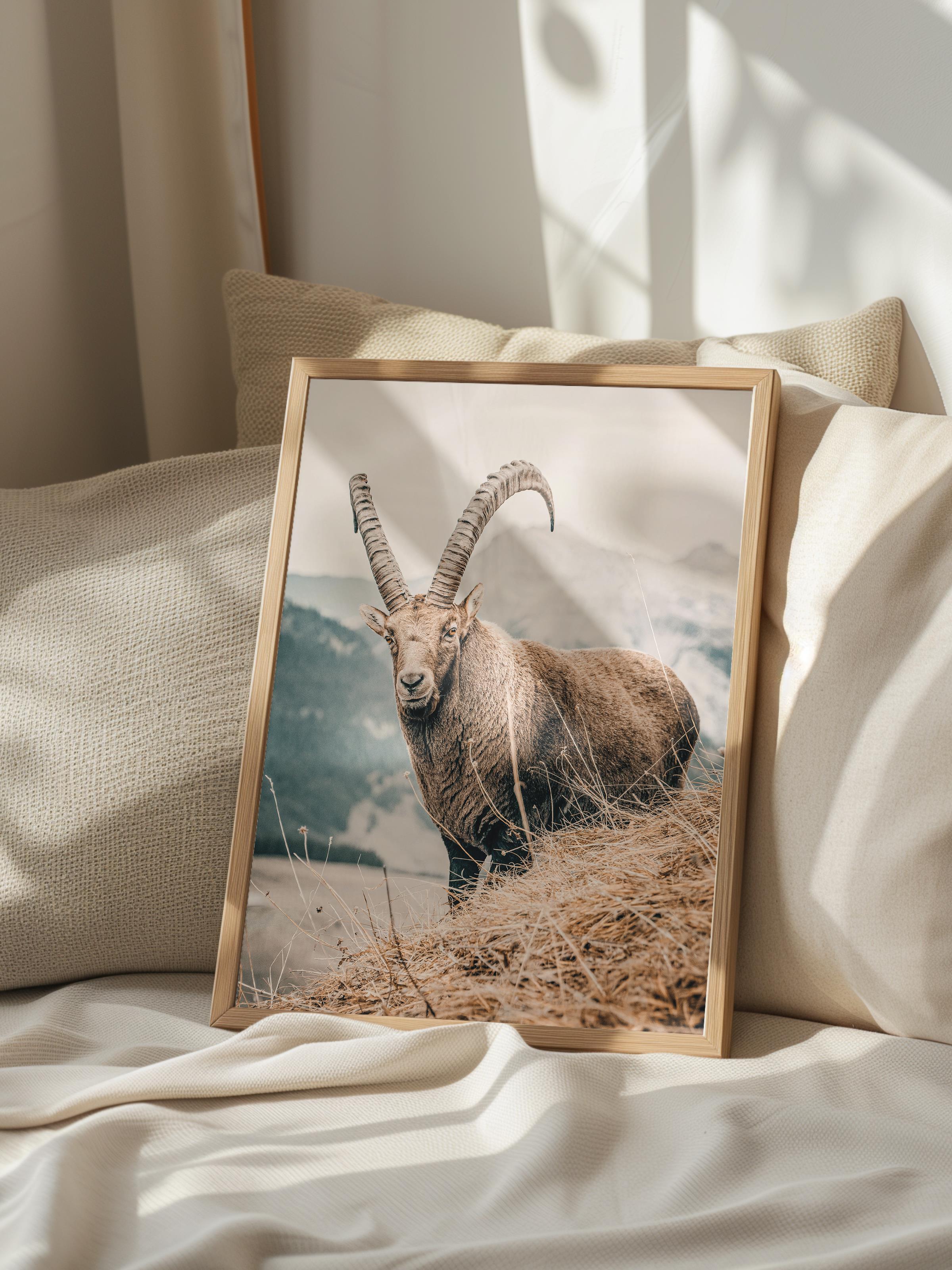 Rustic Çerçevesiz Poster, İskandinav Kahverengi Poster, NO:283 Keçi Fotoğraf, Dikey
