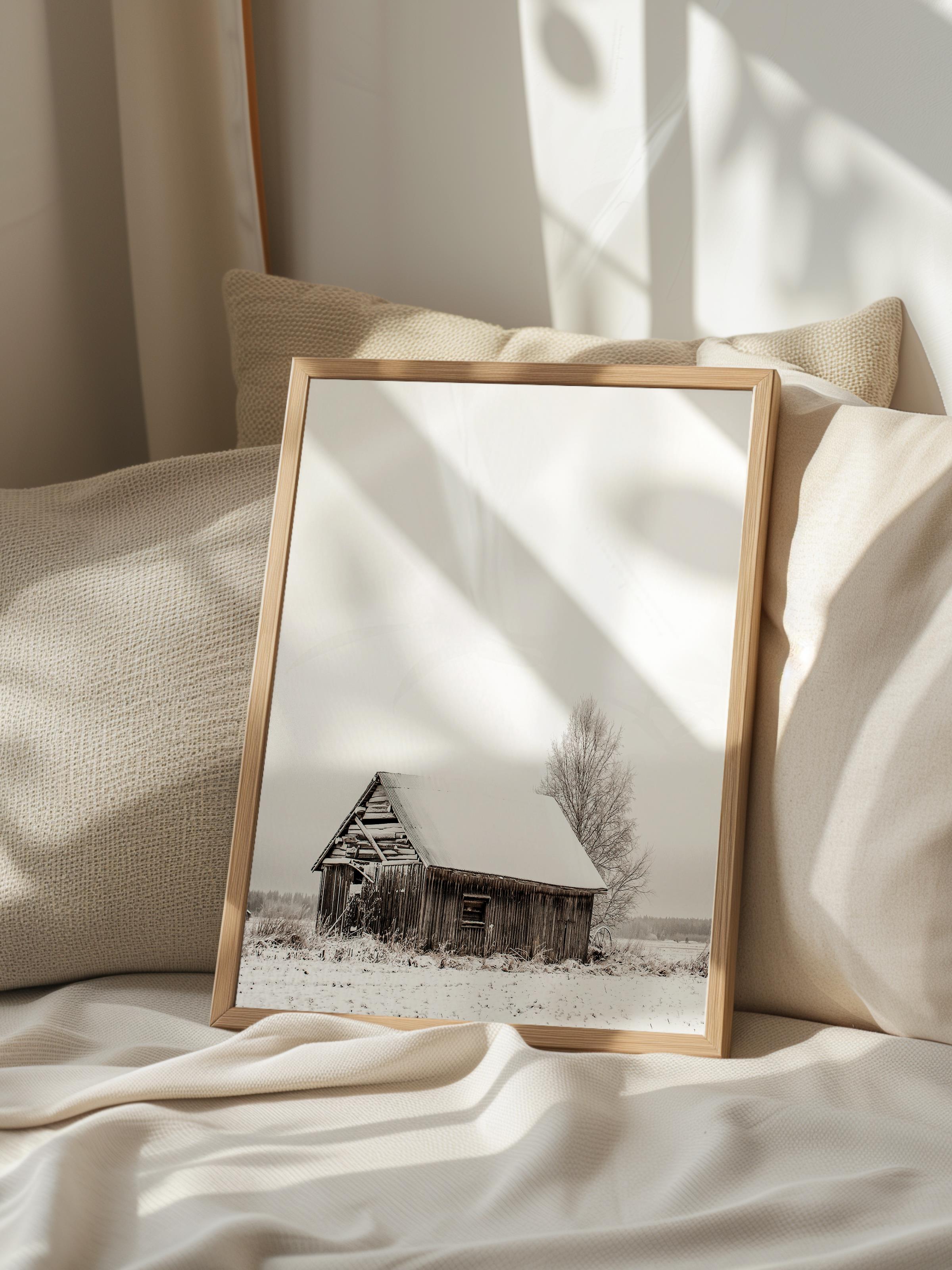 Rustic Çerçevesiz Poster, İskandinav Kahverengi Poster, NO:284 Ahır Fotoğraf, Dikey