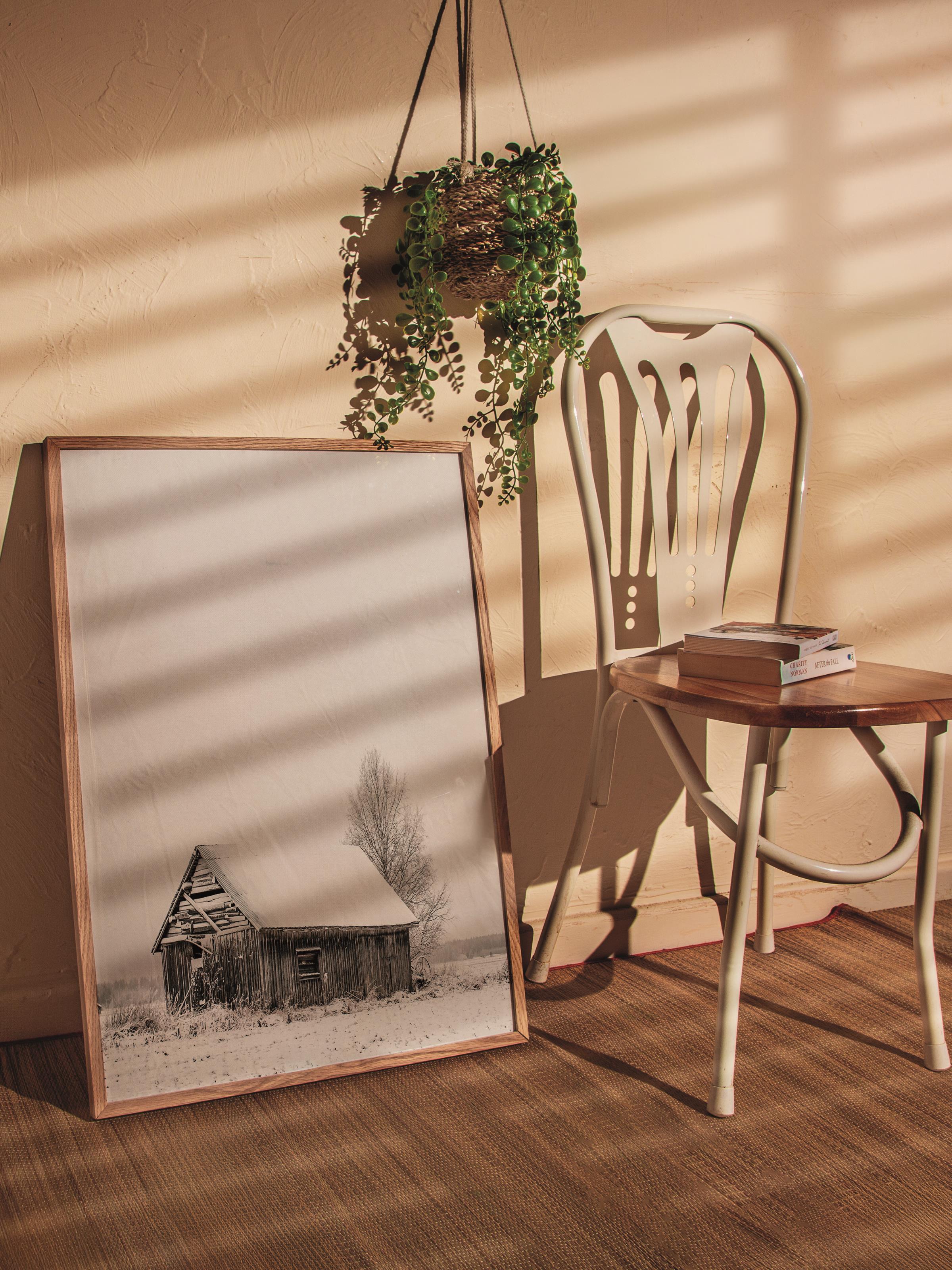 Rustic Çerçevesiz Poster, İskandinav Kahverengi Poster, NO:284 Ahır Fotoğraf, Dikey