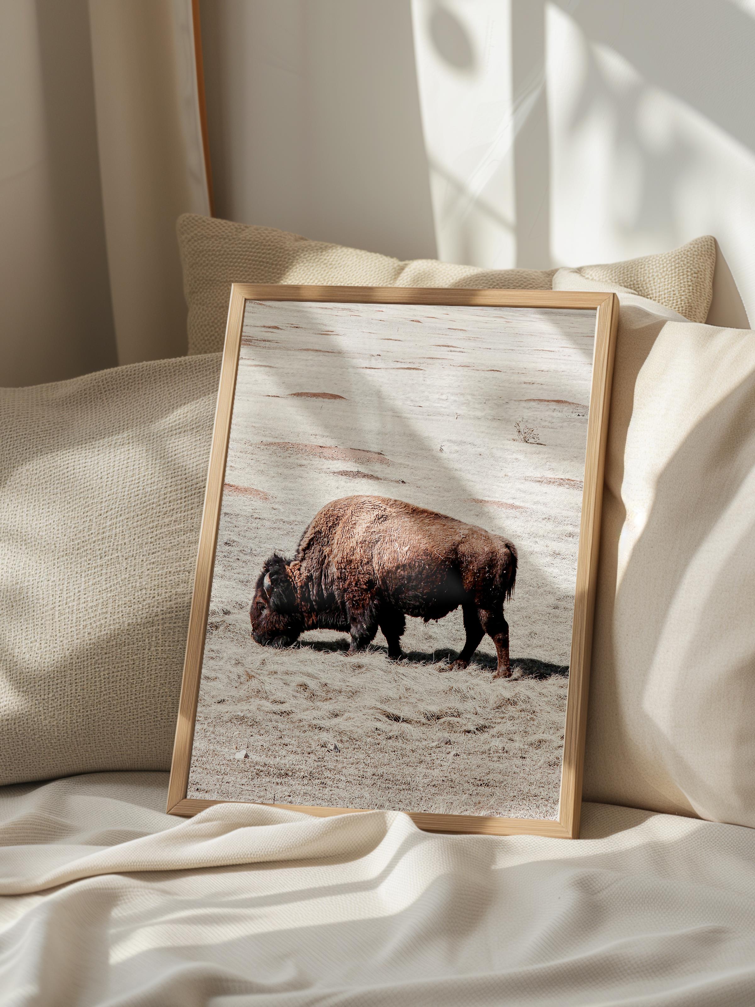Rustic Çerçevesiz Poster, İskandinav Kahverengi Poster, NO:286 Bufalo Fotoğraf, Dikey