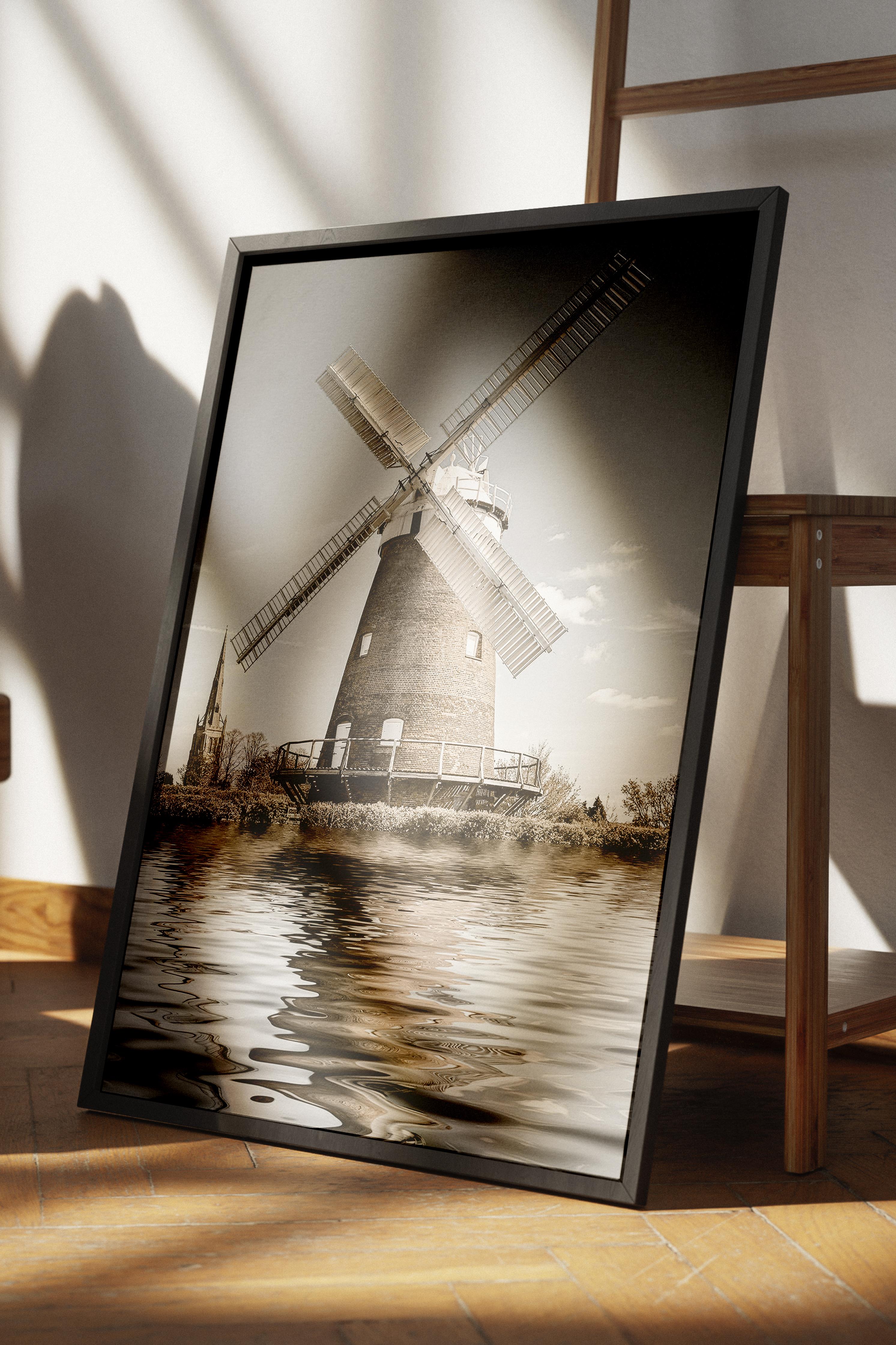 Rustic Çerçevesiz Poster, İskandinav Kahverengi Poster, NO:287 Değirmen Fotoğraf, Dikey