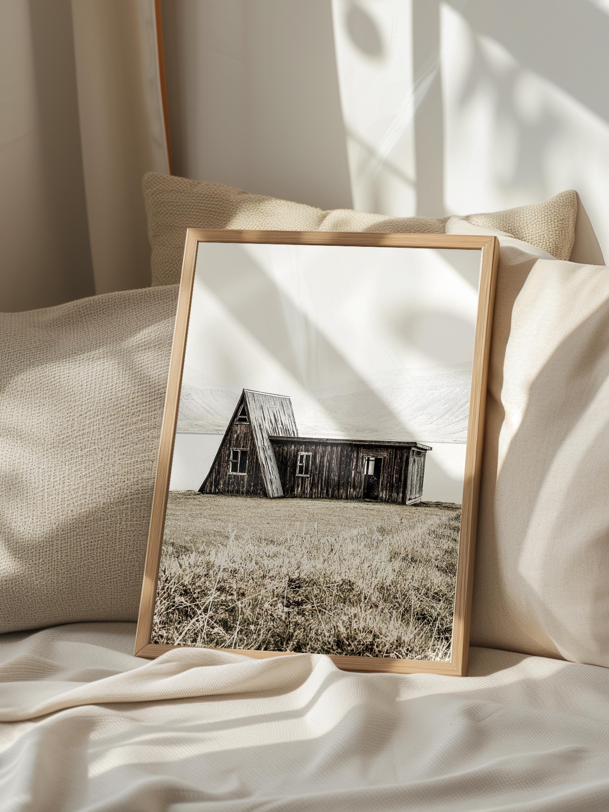 Rustic Çerçevesiz Poster, İskandinav Kahverengi Poster, NO:288 Kulübe Fotoğraf, Dikey