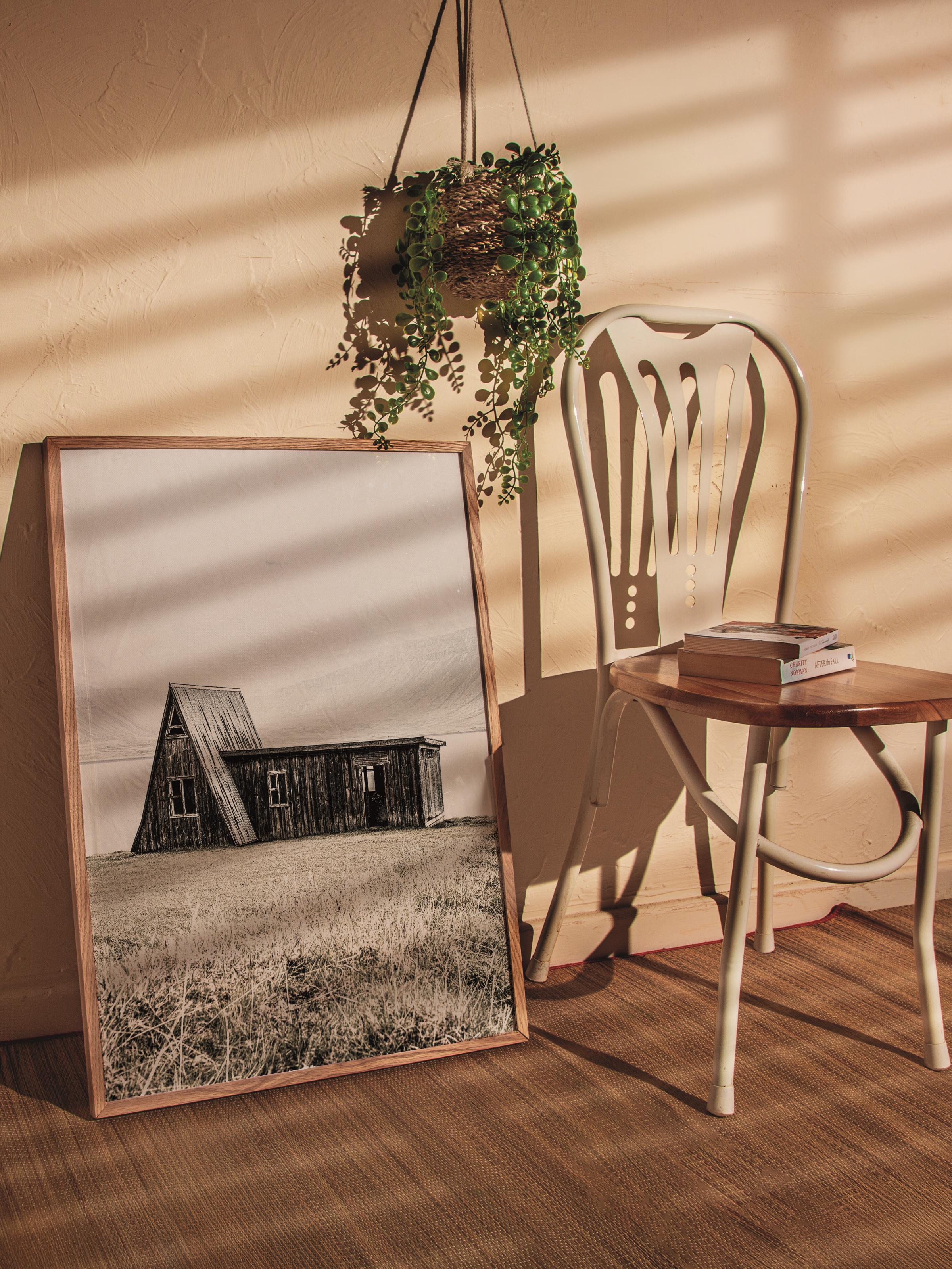 Rustic Çerçevesiz Poster, İskandinav Kahverengi Poster, NO:288 Kulübe Fotoğraf, Dikey