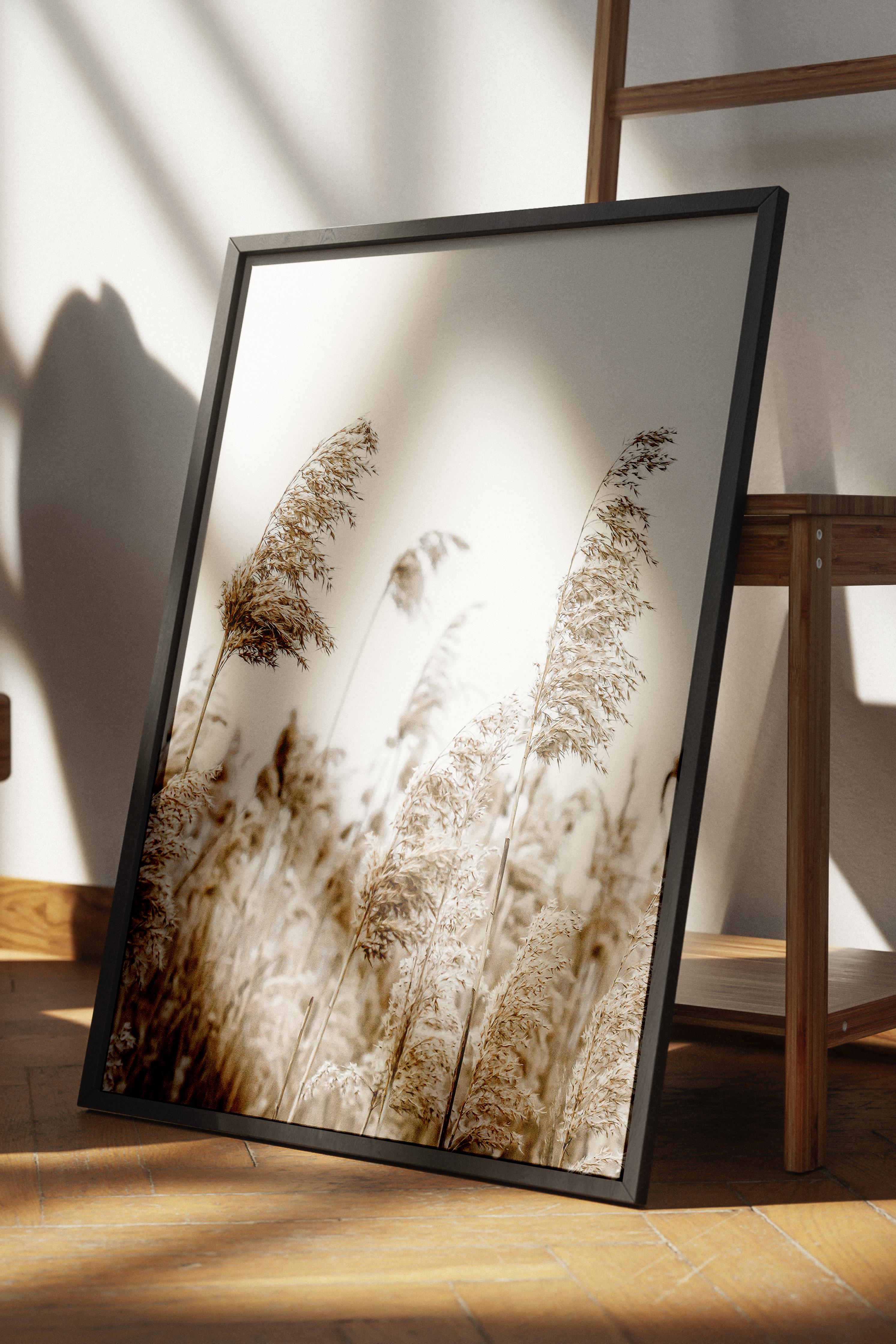 Rustic Çerçevesiz Poster, İskandinav Kahverengi Poster, NO:293 Sazlıklar Fotoğraf, Dikey