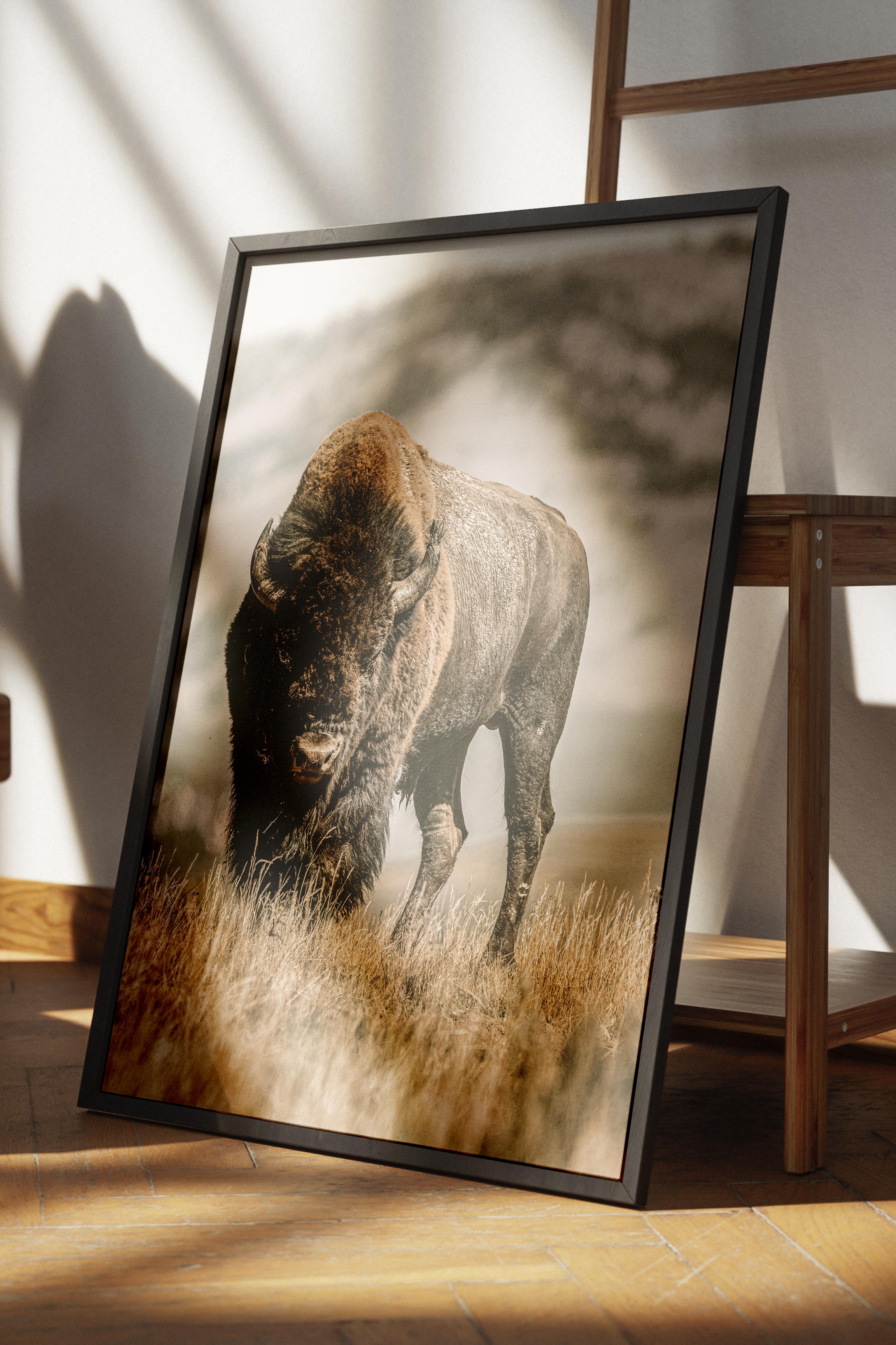 Rustic Çerçevesiz Poster, İskandinav Kahverengi Poster, NO:294 Bufalo Fotoğraf, Dikey