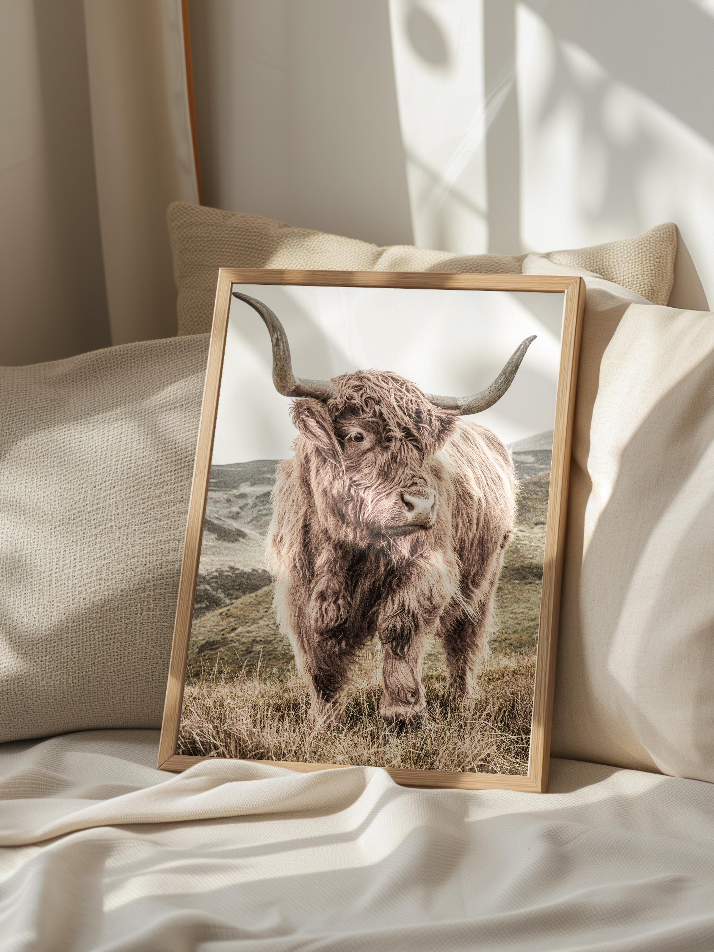 Rustic Çerçevesiz Poster, İskandinav Kahverengi Poster, NO:297 Bufalo Fotoğraf, Dikey