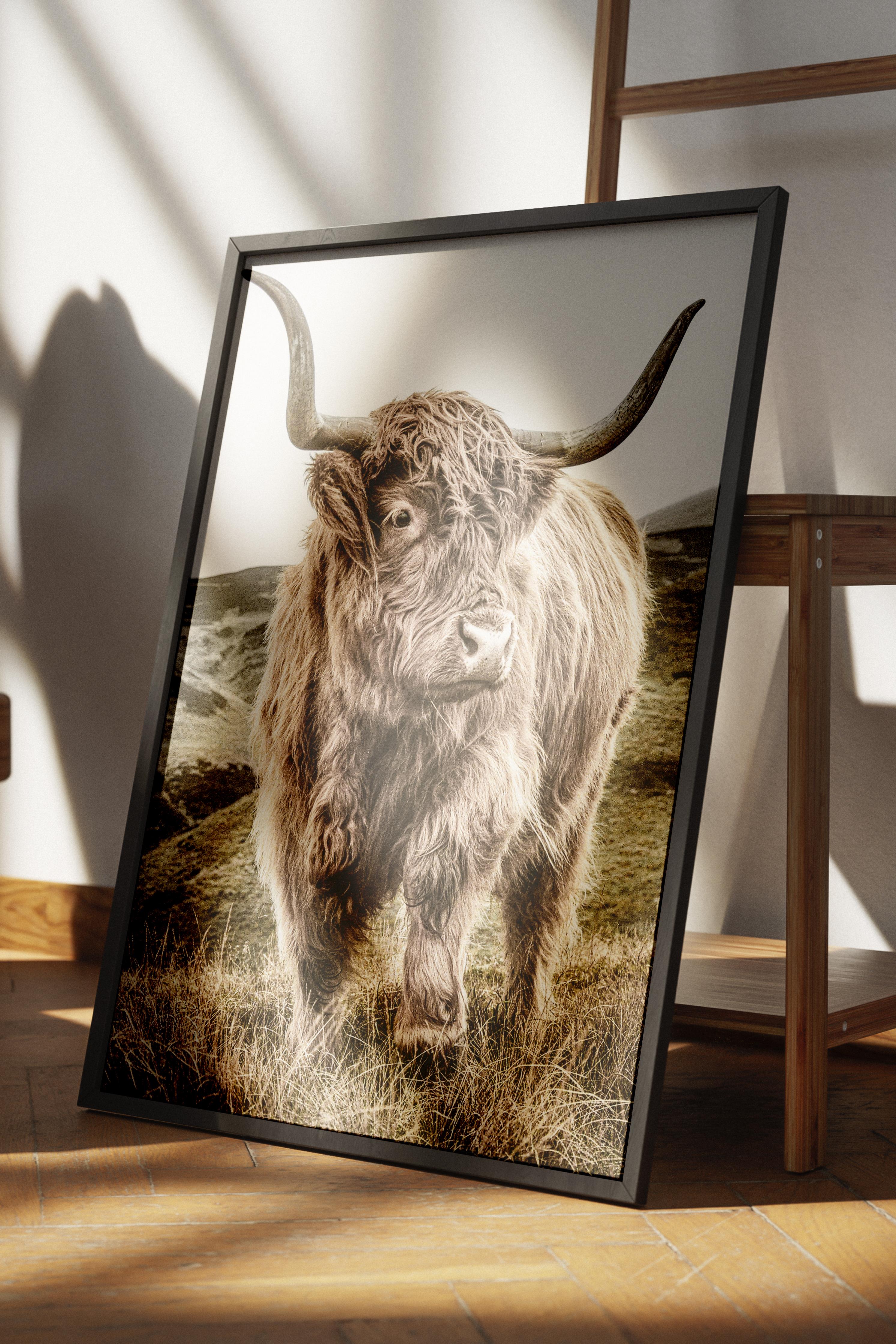 Rustic Çerçevesiz Poster, İskandinav Kahverengi Poster, NO:297 Bufalo Fotoğraf, Dikey