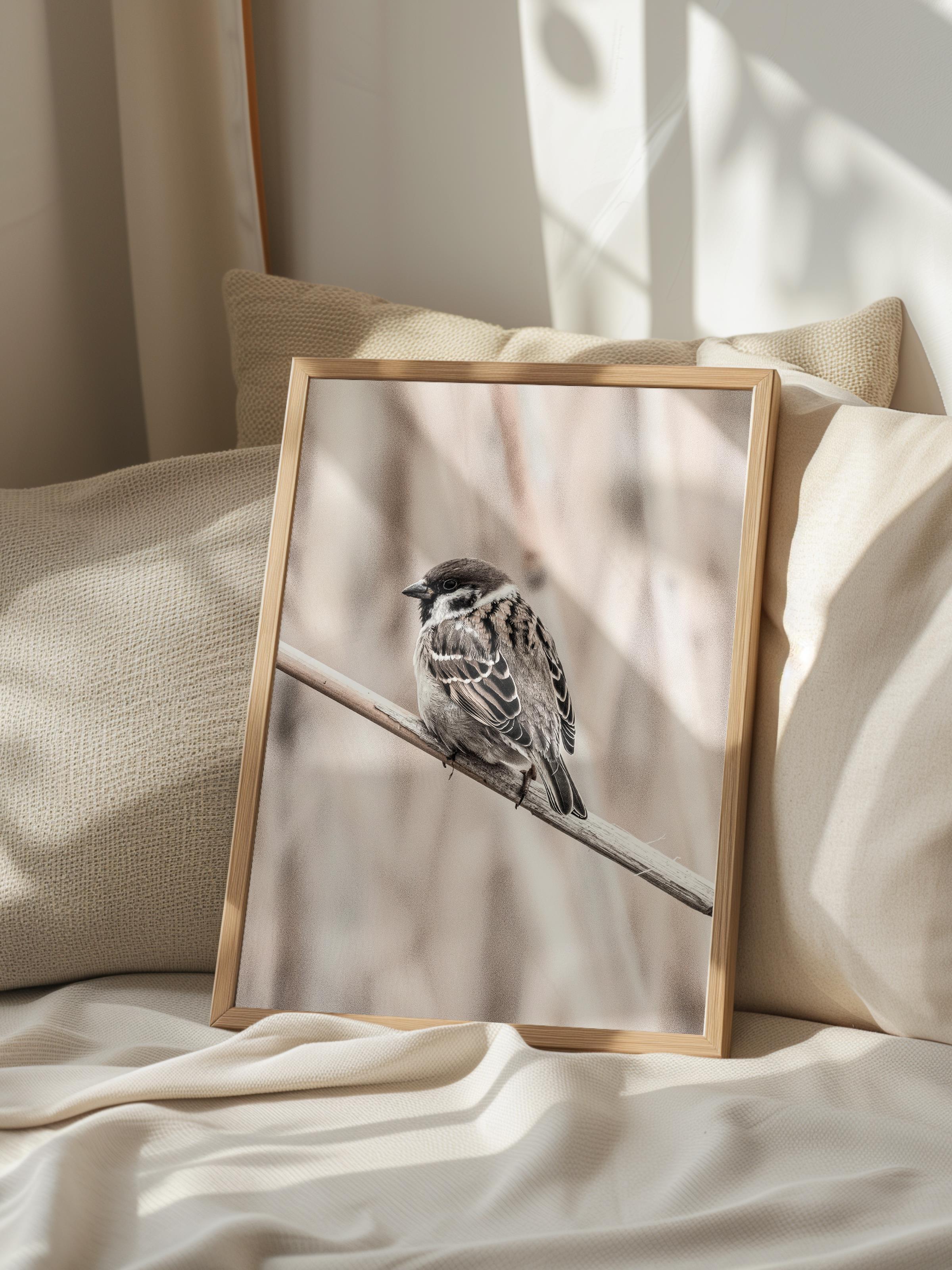 Rustic Çerçevesiz Poster, İskandinav Kahverengi Poster, NO:304 Kuş Fotoğraf, Dikey