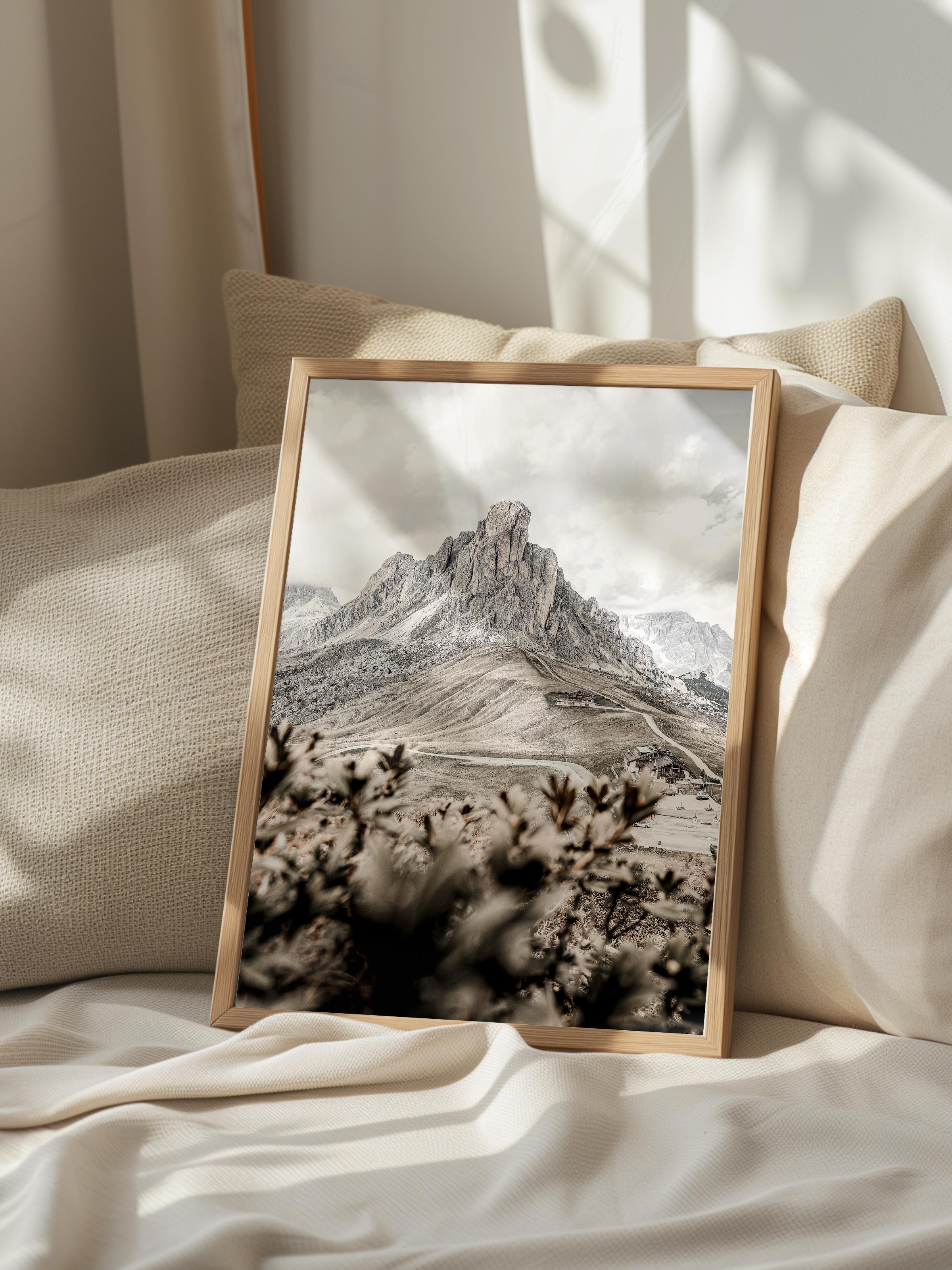 Rustic Çerçevesiz Poster, İskandinav Kahverengi Poster, NO:307 Dağlar ve Çalılar Fotoğraf, Dikey