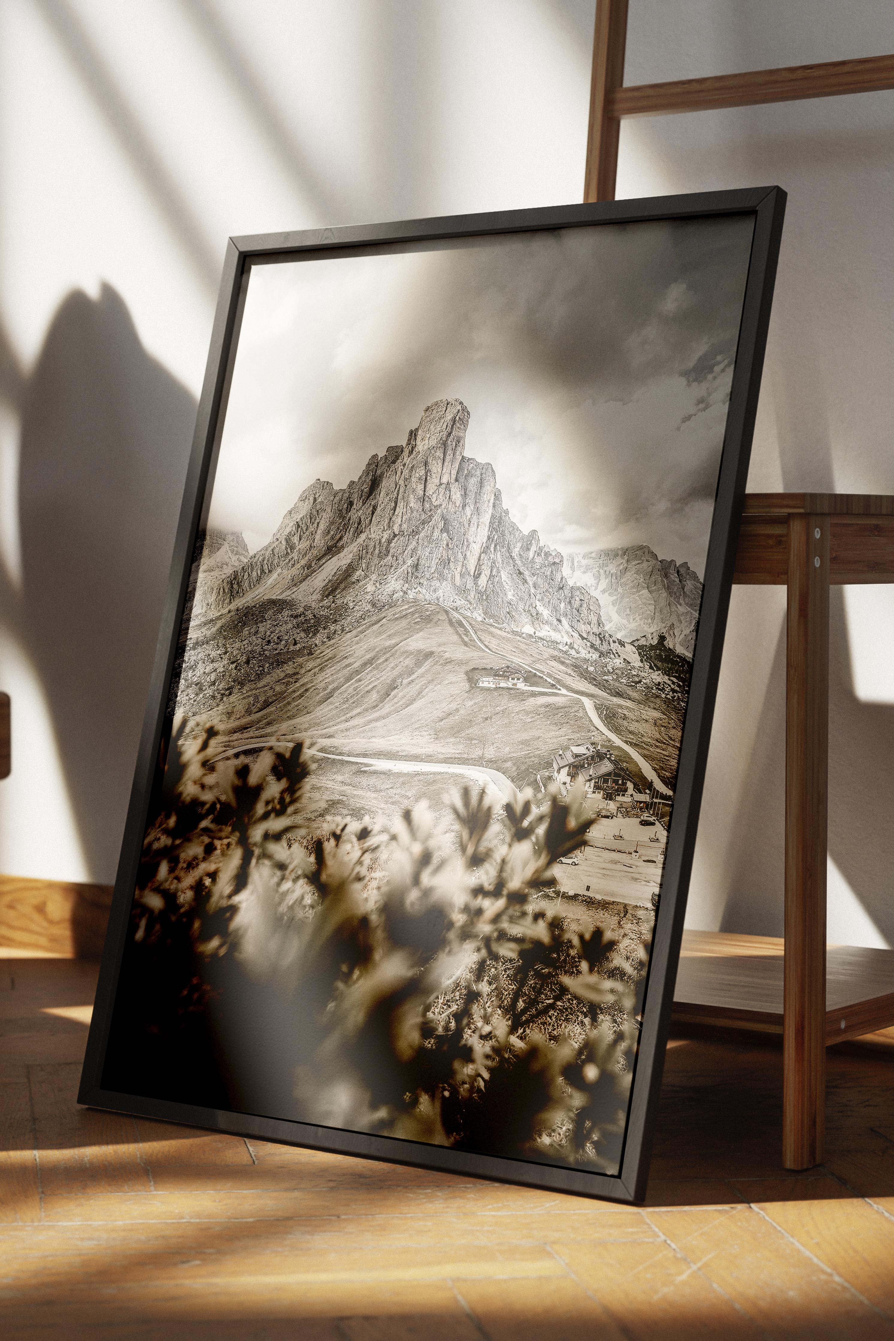 Rustic Çerçevesiz Poster, İskandinav Kahverengi Poster, NO:307 Dağlar ve Çalılar Fotoğraf, Dikey