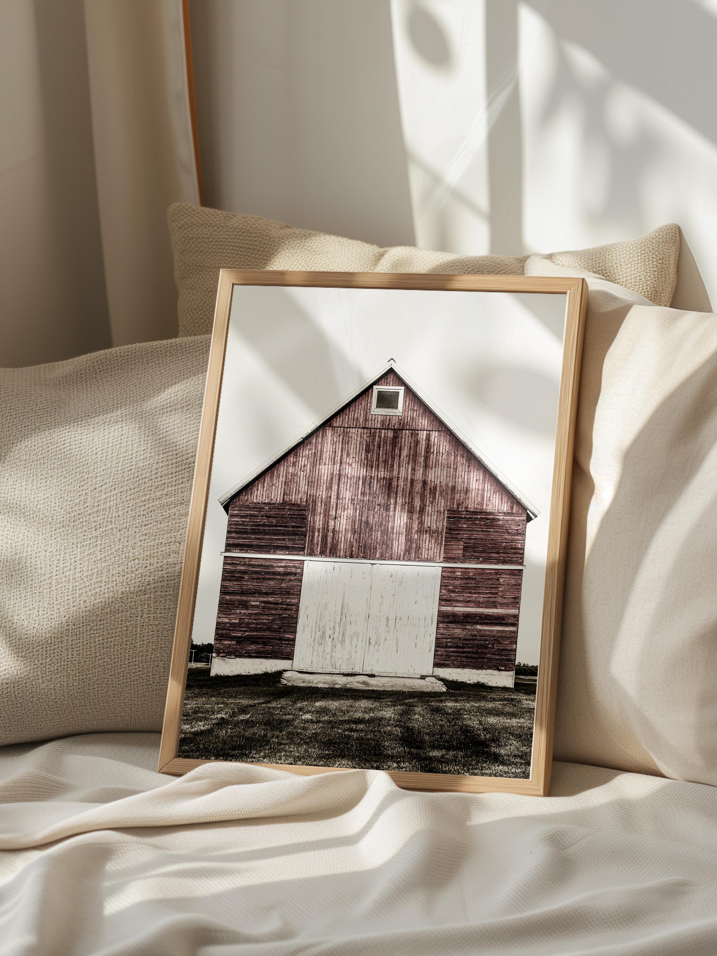 Rustic Çerçevesiz Poster, İskandinav Kahverengi Poster, NO:308 Ahır Fotoğraf, Dikey