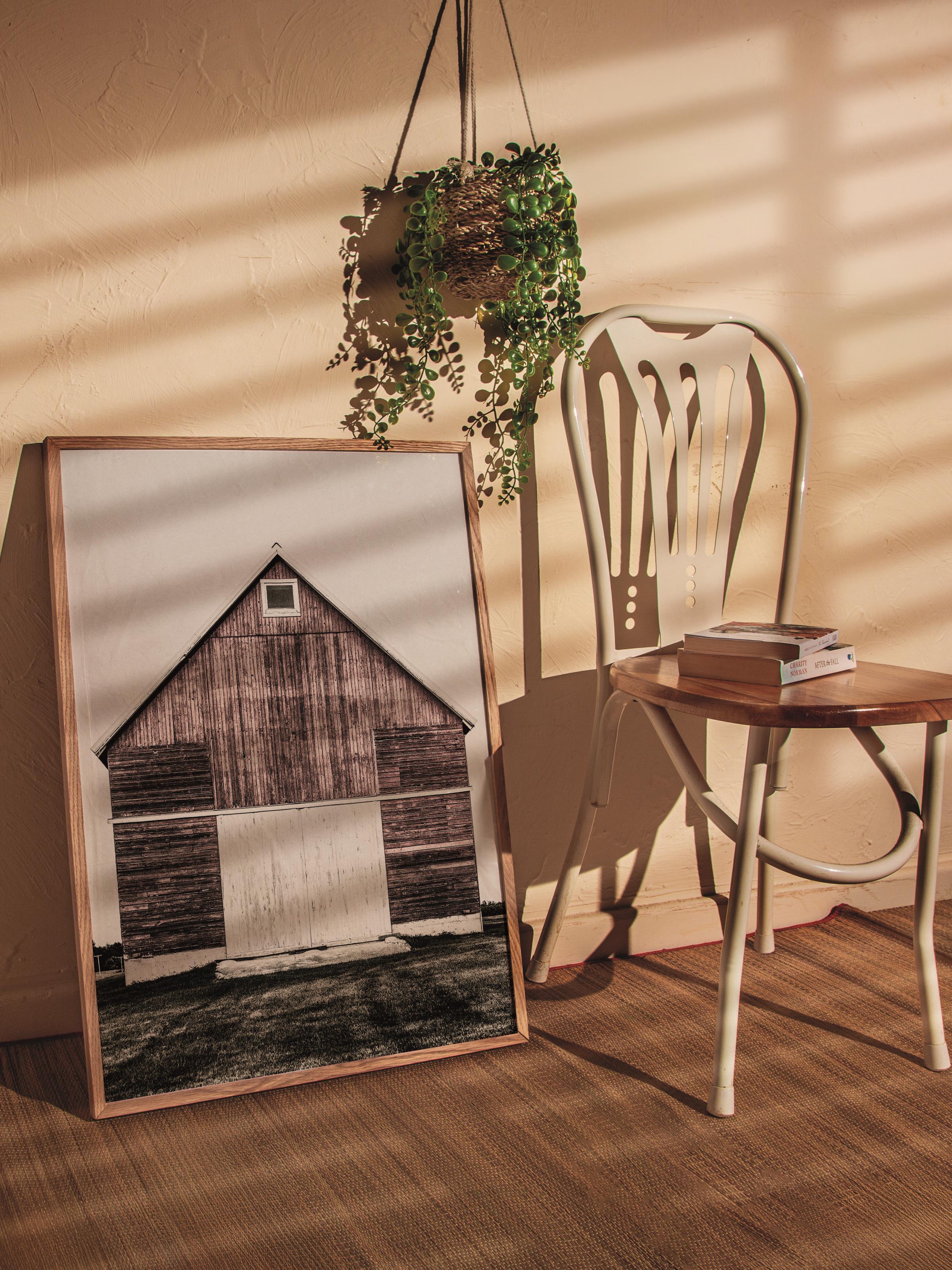 Rustic Çerçevesiz Poster, İskandinav Kahverengi Poster, NO:308 Ahır Fotoğraf, Dikey