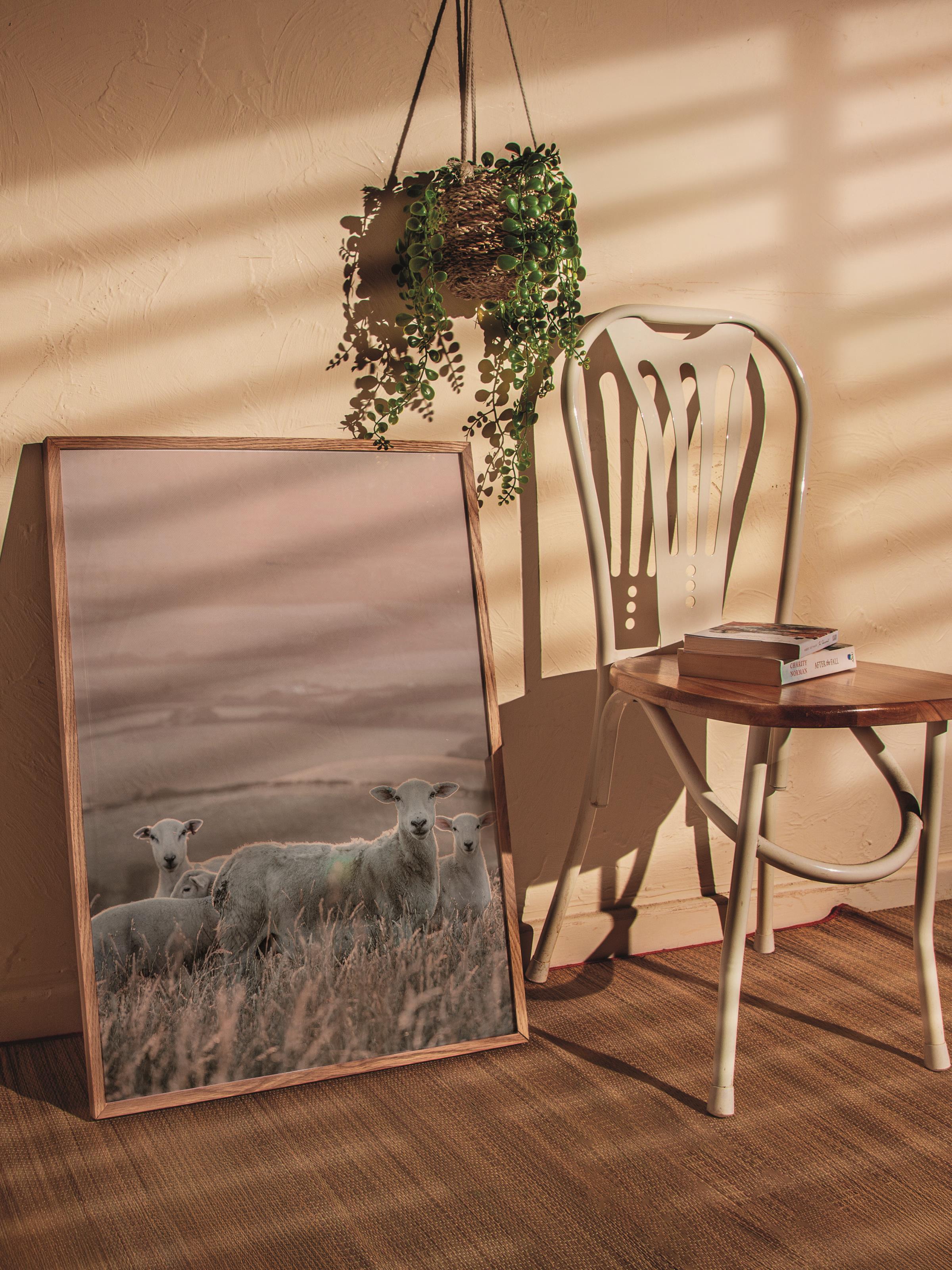 Rustic Çerçevesiz Poster, İskandinav Kahverengi Poster, NO:309 Tarlalar Fotoğraf, Dikey
