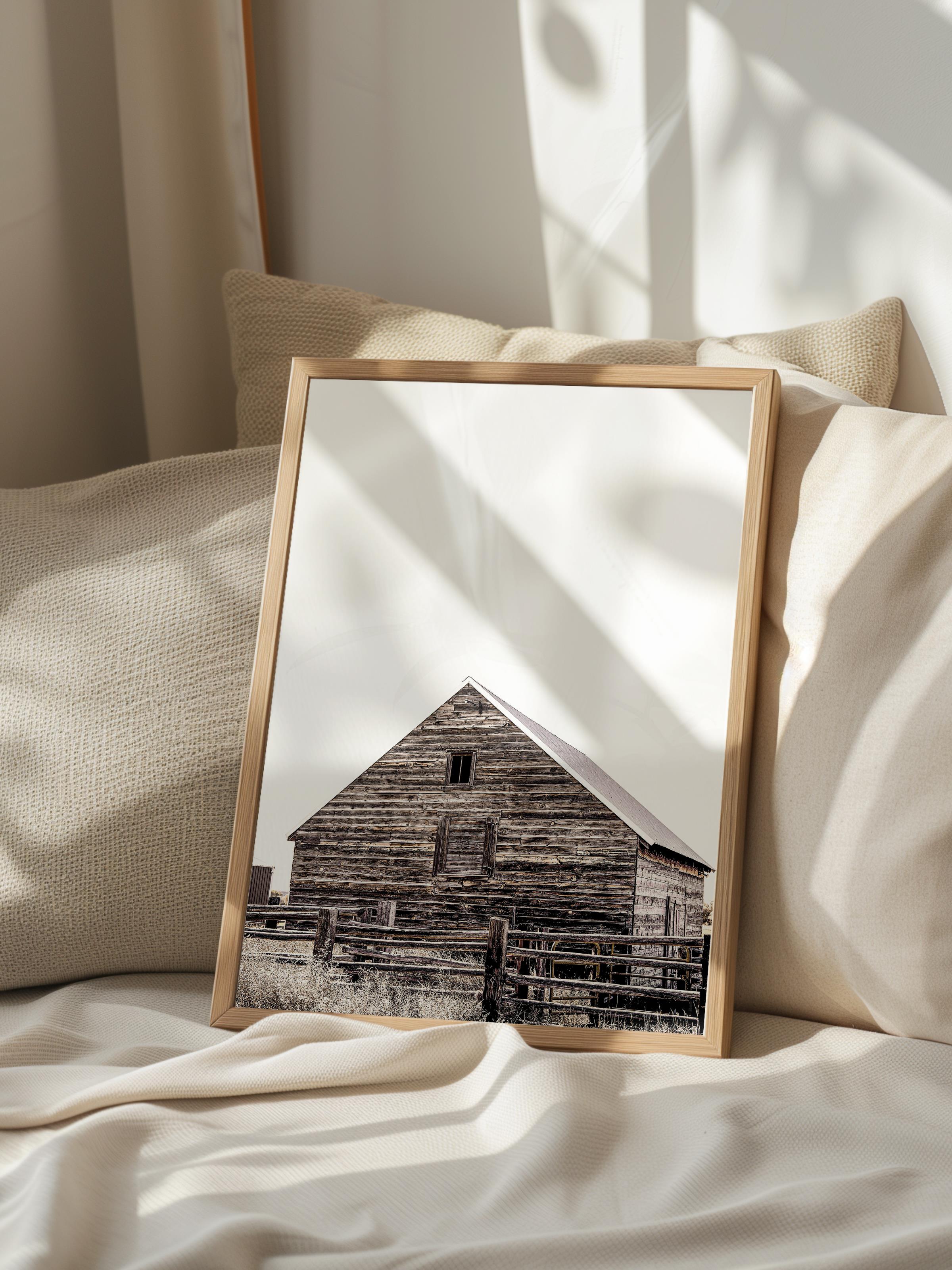 Rustic Çerçevesiz Poster, İskandinav Kahverengi Poster, NO:312 Ahır Fotoğraf, Dikey
