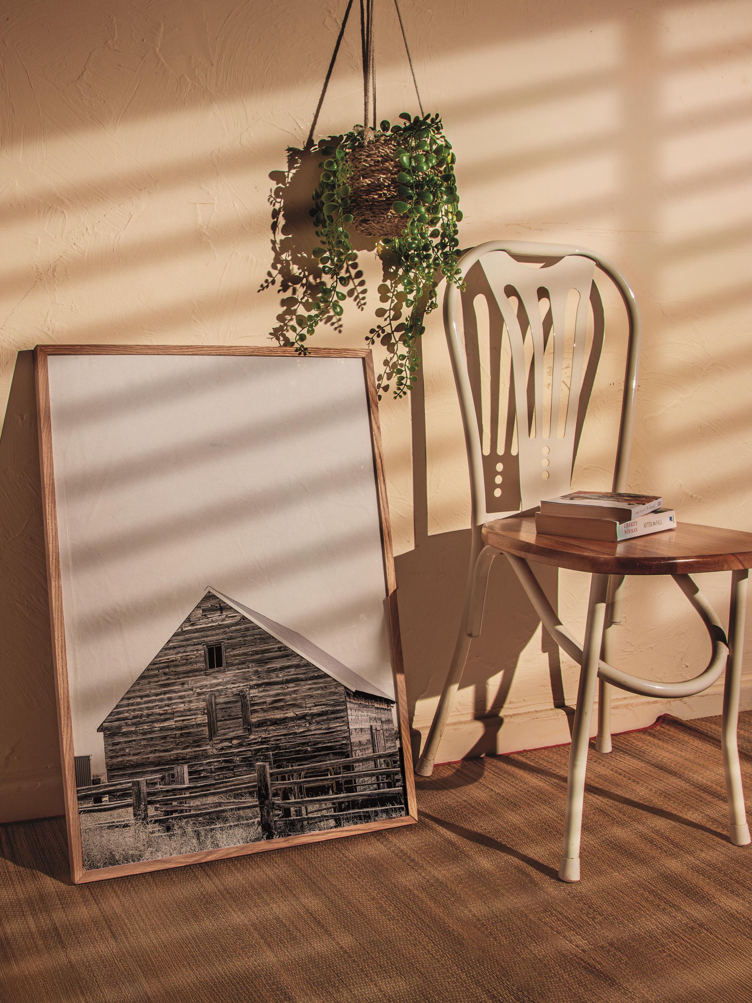 Rustic Çerçevesiz Poster, İskandinav Kahverengi Poster, NO:312 Ahır Fotoğraf, Dikey