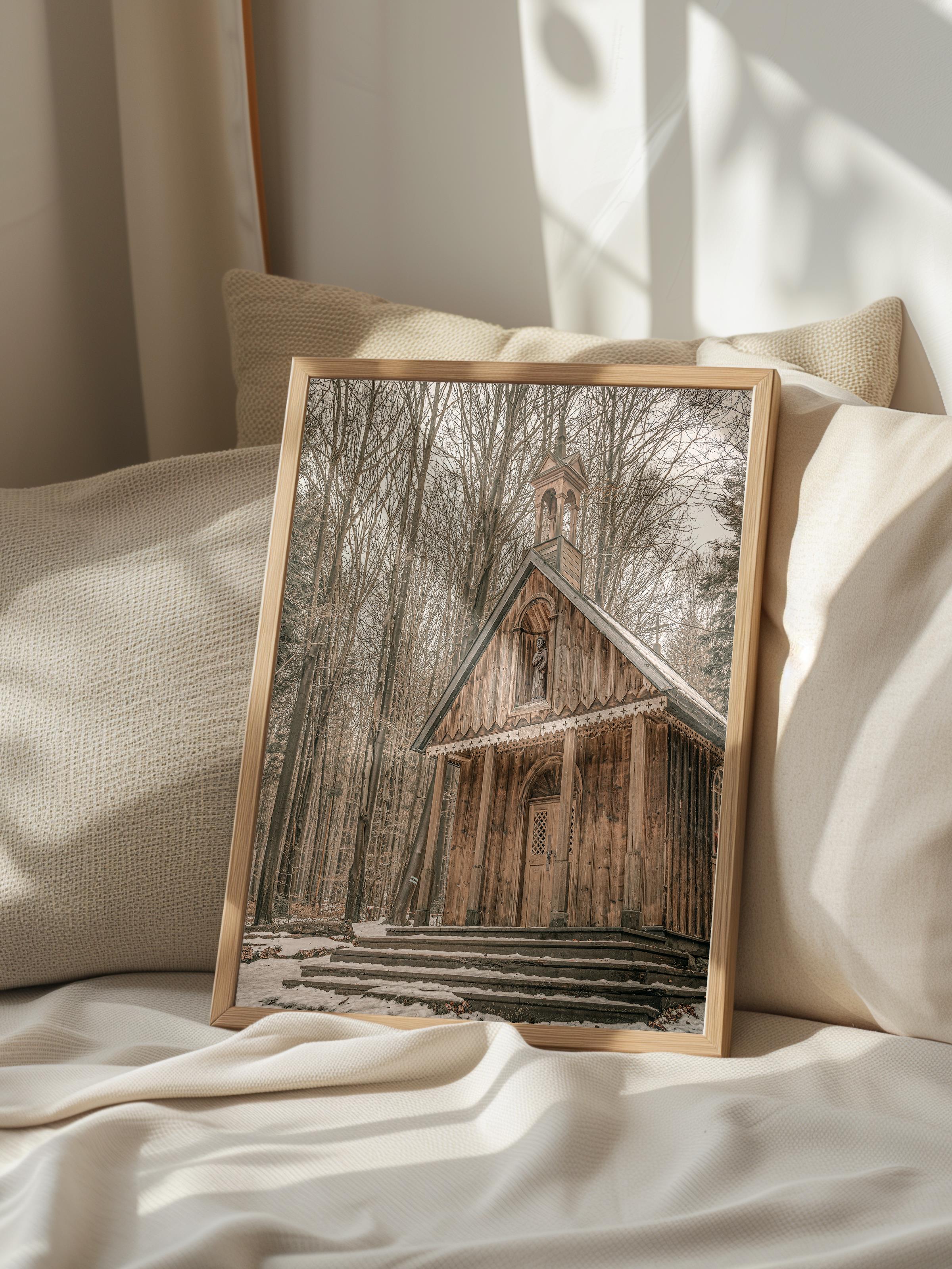 Rustic Çerçevesiz Poster, İskandinav Kahverengi Poster, NO:313 Kulübe Fotoğraf, Dikey