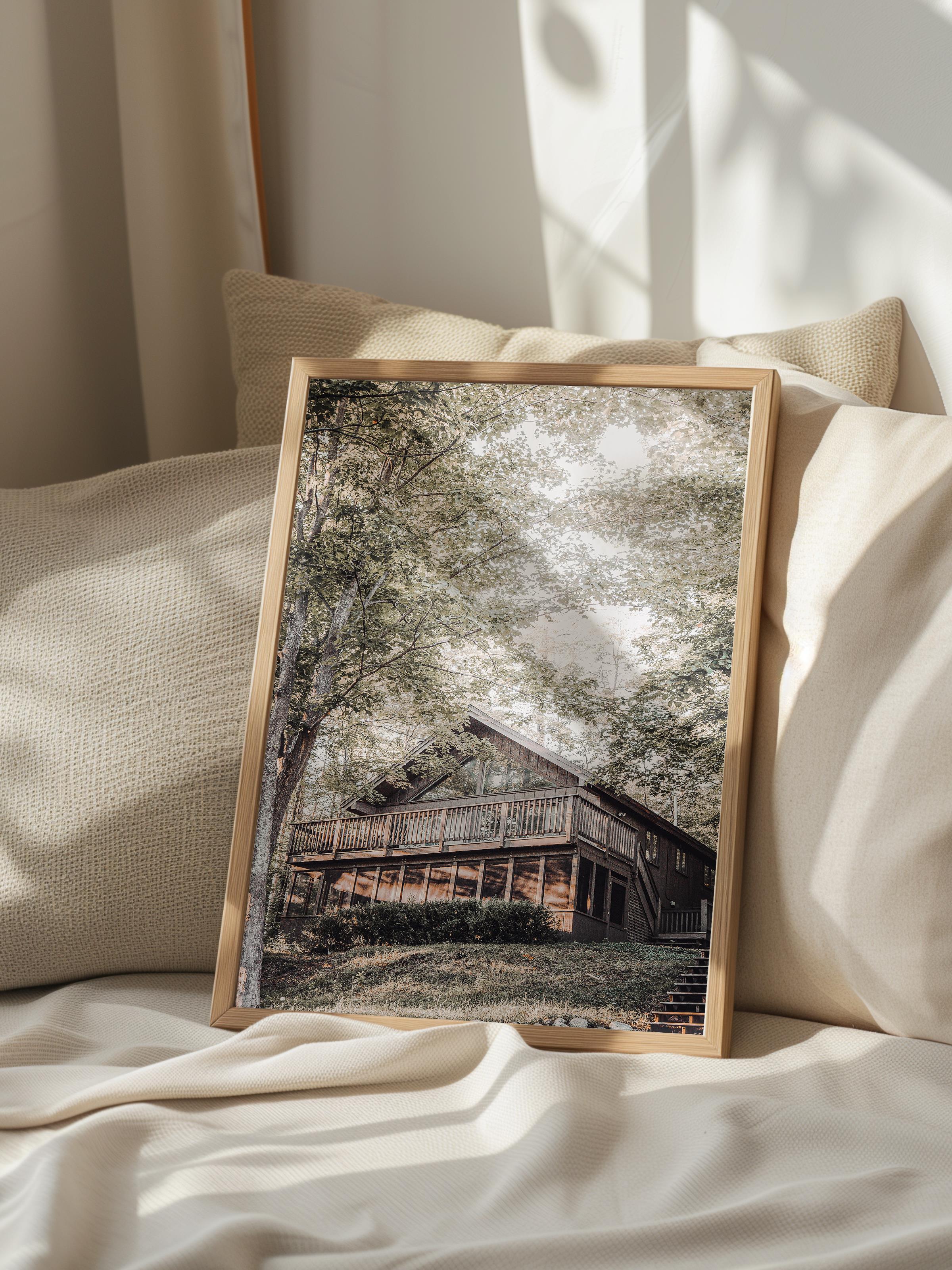 Rustic Çerçevesiz Poster, İskandinav Kahverengi Poster, NO:318 Kulübe Fotoğraf, Dikey