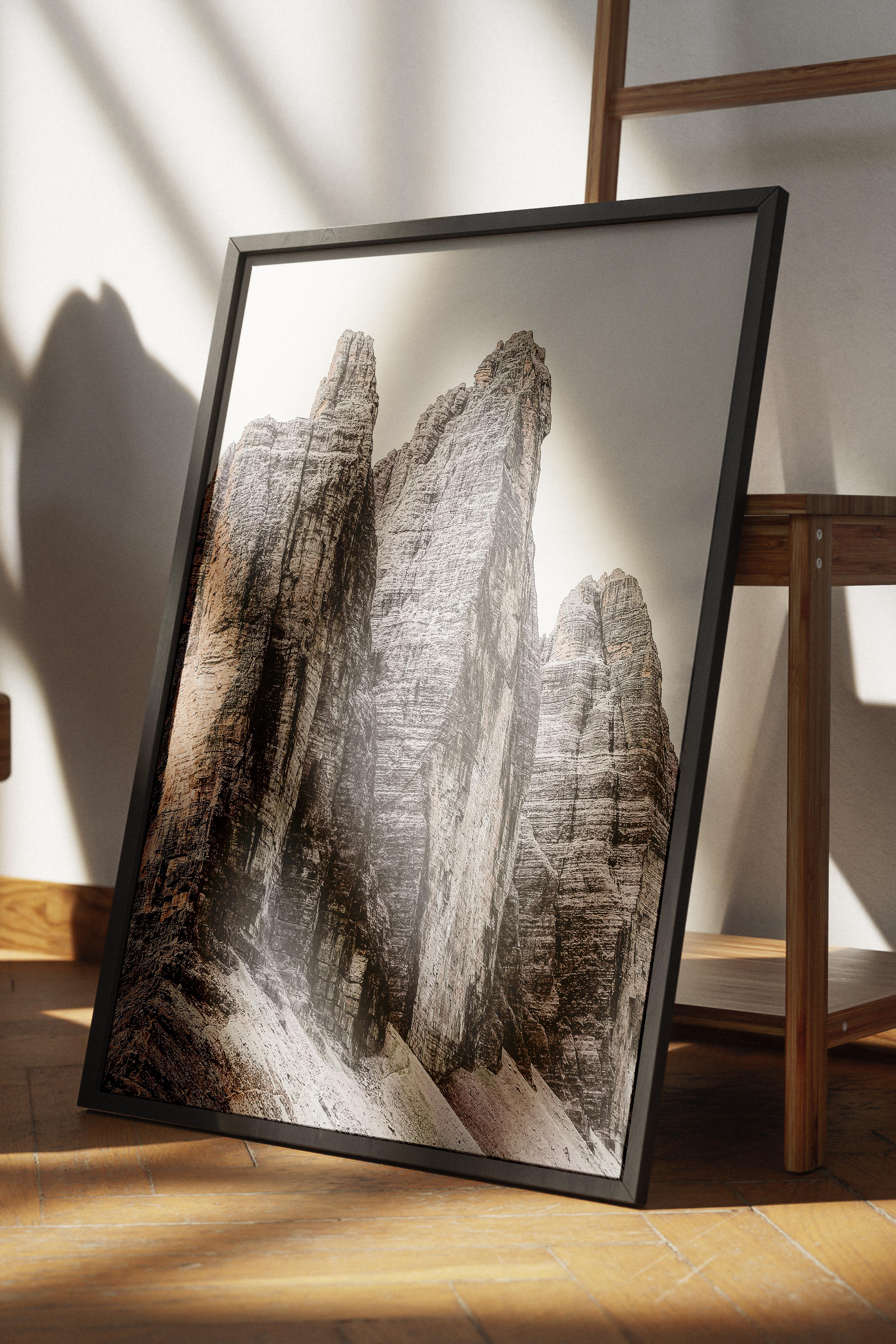 Rustic Çerçevesiz Poster, İskandinav Kahverengi Poster, NO:320 Dağlar Fotoğraf, Dikey