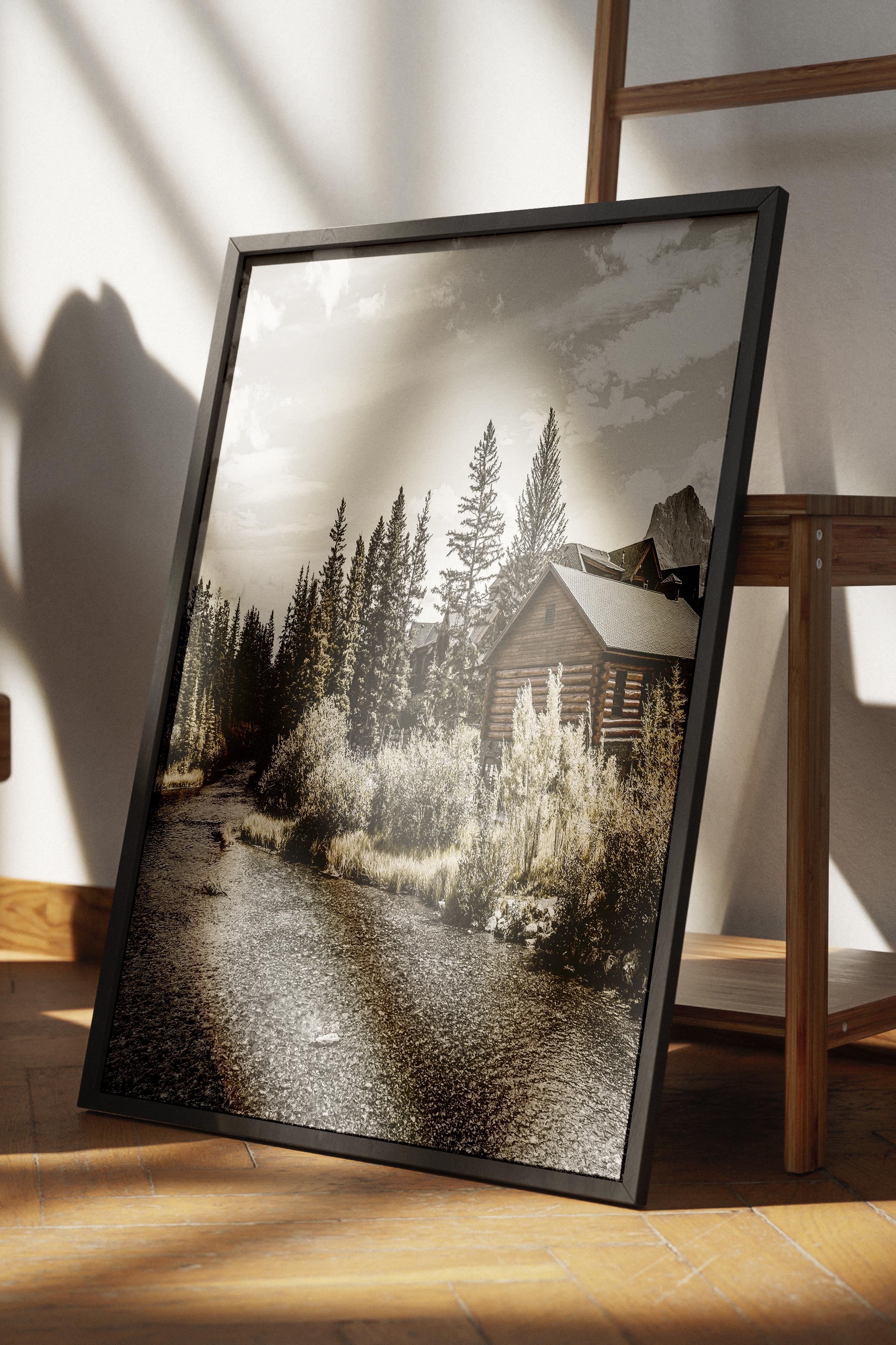 Rustic Çerçevesiz Poster, İskandinav Kahverengi Poster, NO:323 Orman Yolu Fotoğraf, Dikey