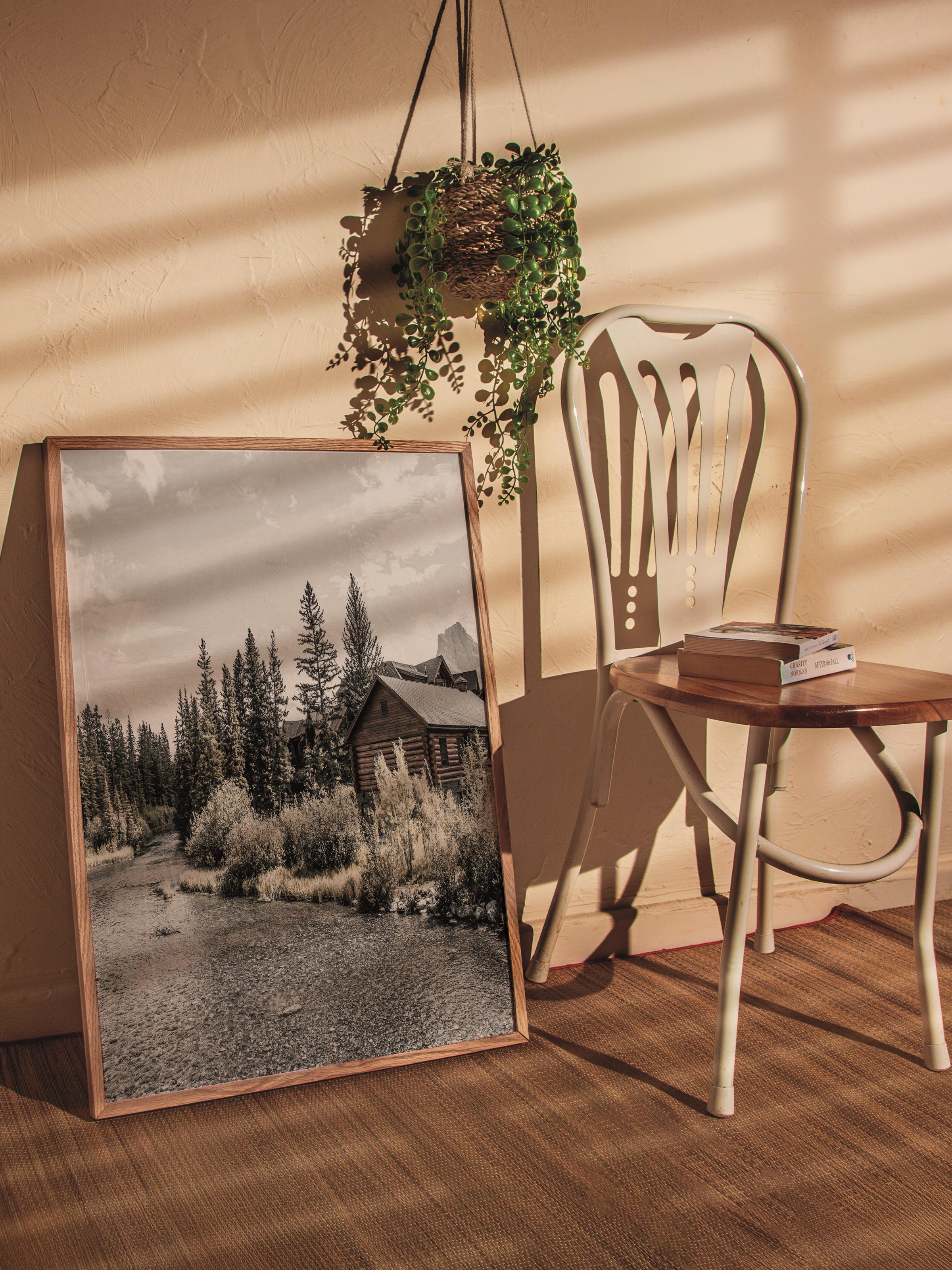 Rustic Çerçevesiz Poster, İskandinav Kahverengi Poster, NO:323 Orman Yolu Fotoğraf, Dikey