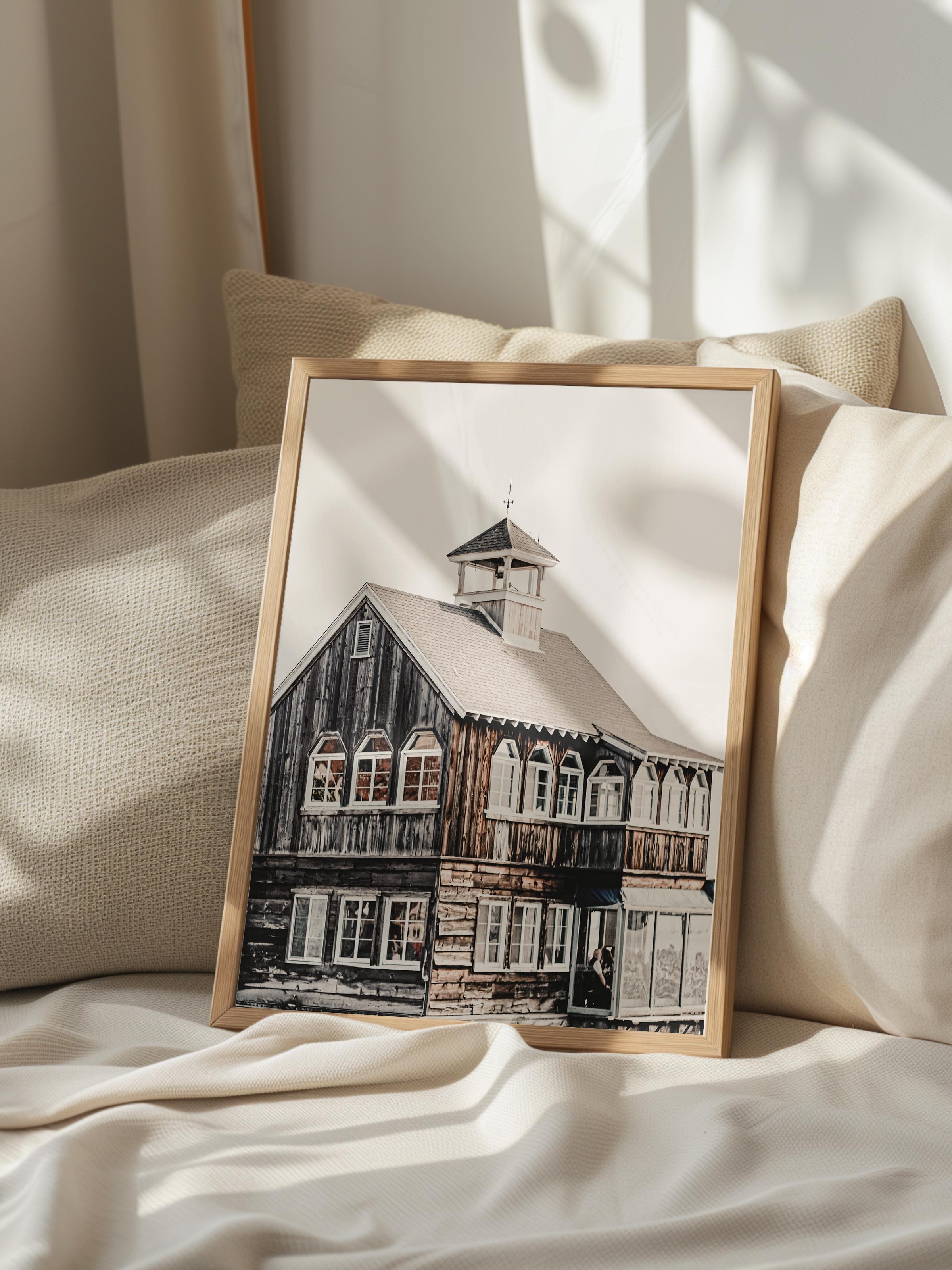 Rustic Çerçevesiz Poster, İskandinav Kahverengi Poster, NO:336 Ahır Fotoğraf, Dikey