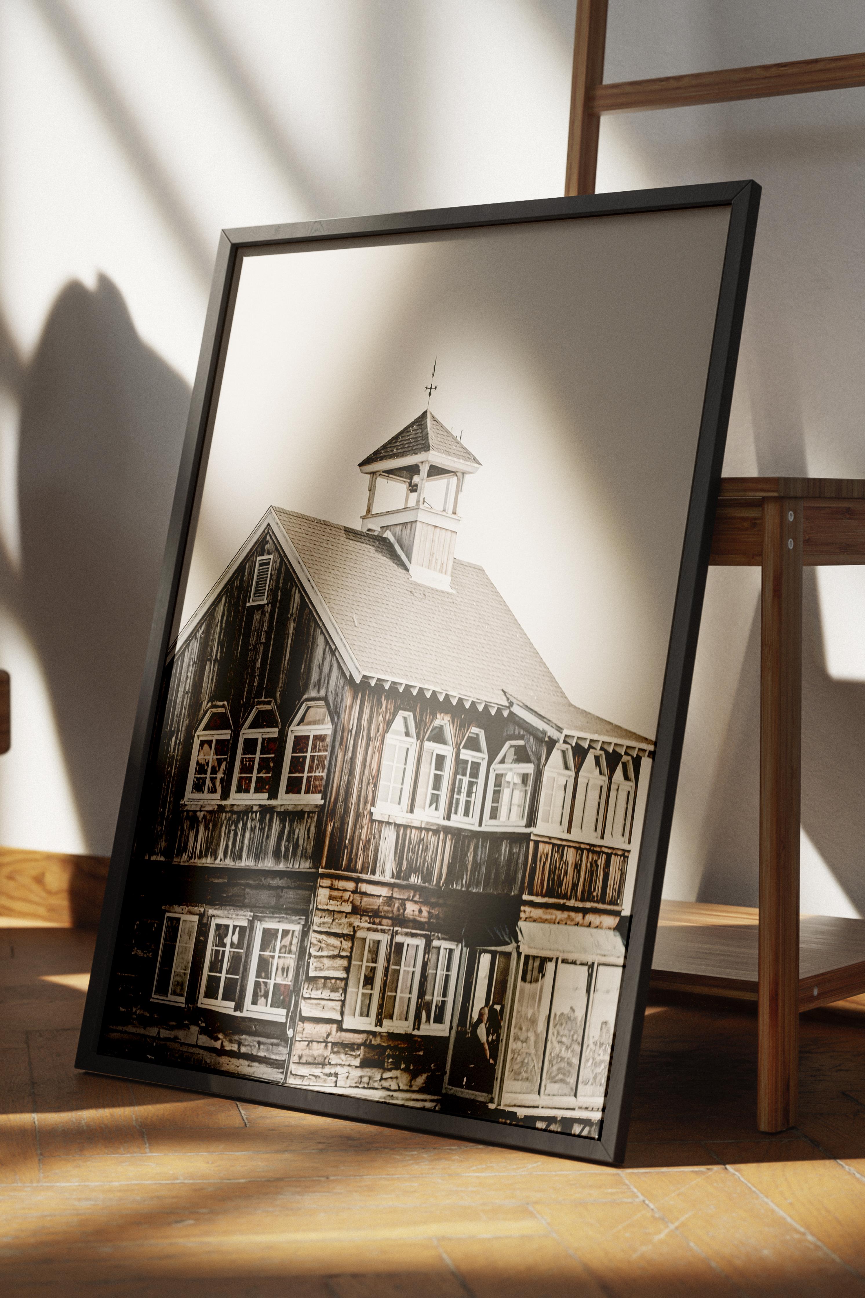 Rustic Çerçevesiz Poster, İskandinav Kahverengi Poster, NO:336 Ahır Fotoğraf, Dikey