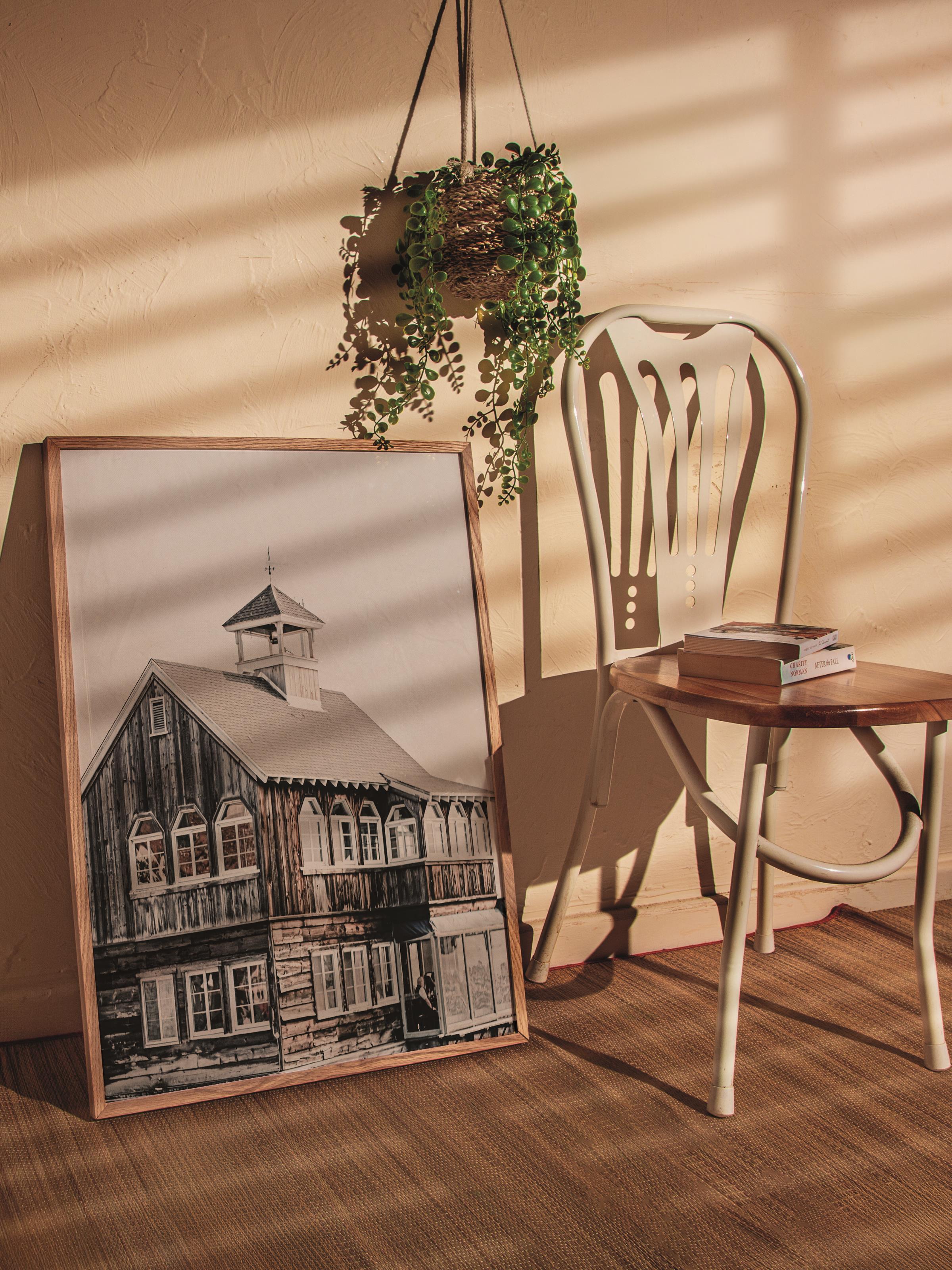 Rustic Çerçevesiz Poster, İskandinav Kahverengi Poster, NO:336 Ahır Fotoğraf, Dikey