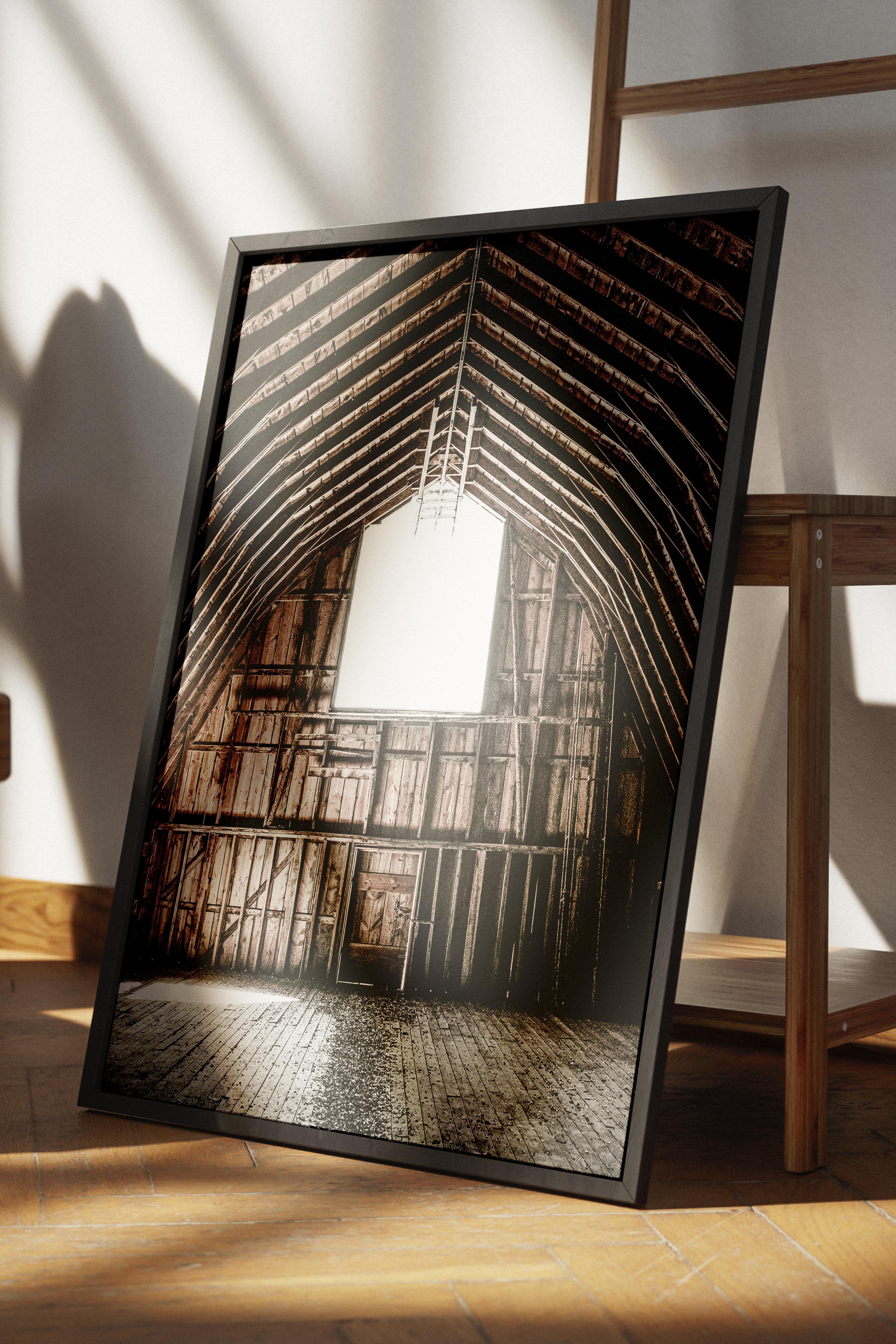 Rustic Çerçevesiz Poster, İskandinav Kahverengi Poster, NO:340 Ahır Fotoğraf, Dikey
