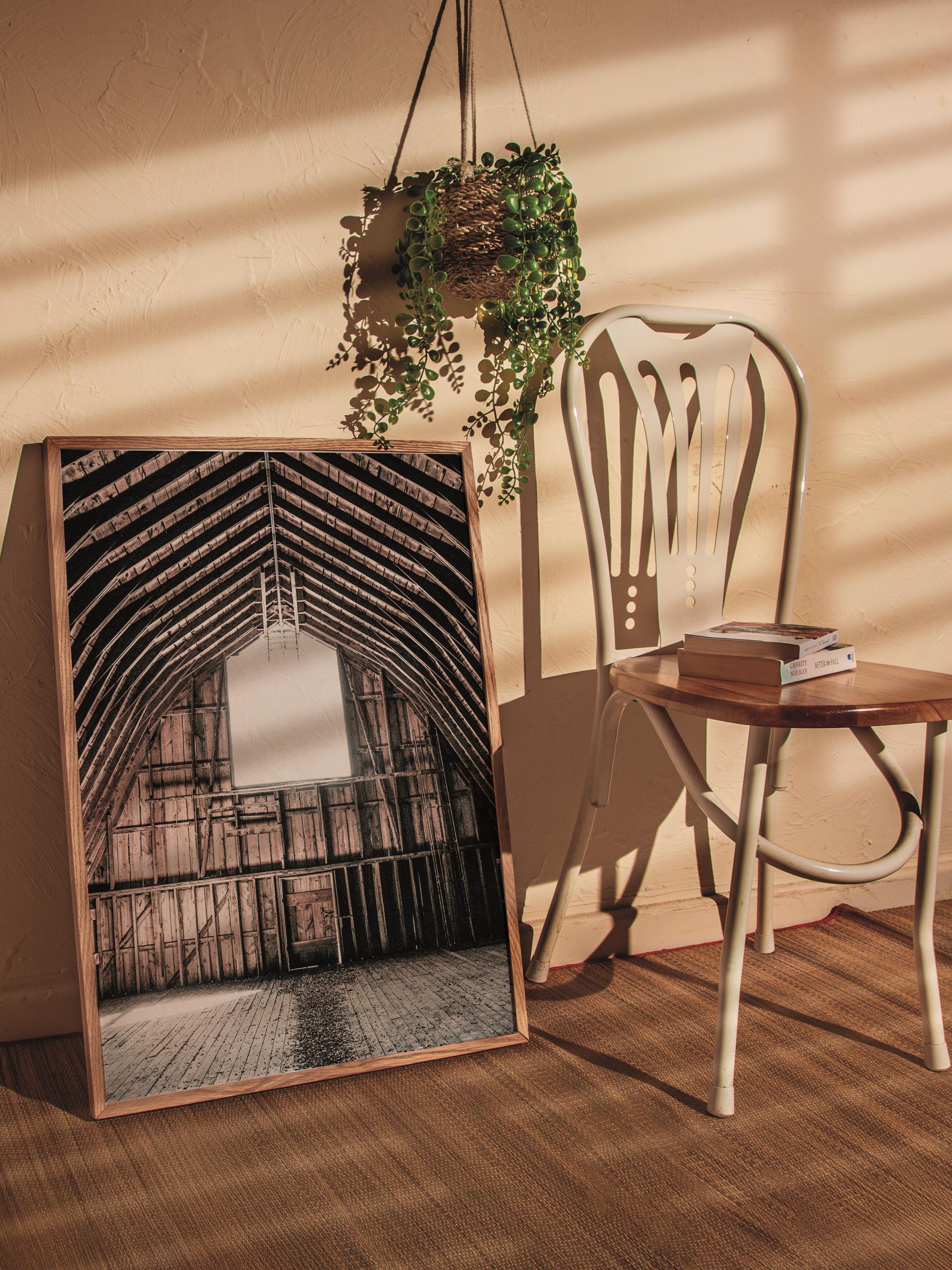 Rustic Çerçevesiz Poster, İskandinav Kahverengi Poster, NO:340 Ahır Fotoğraf, Dikey