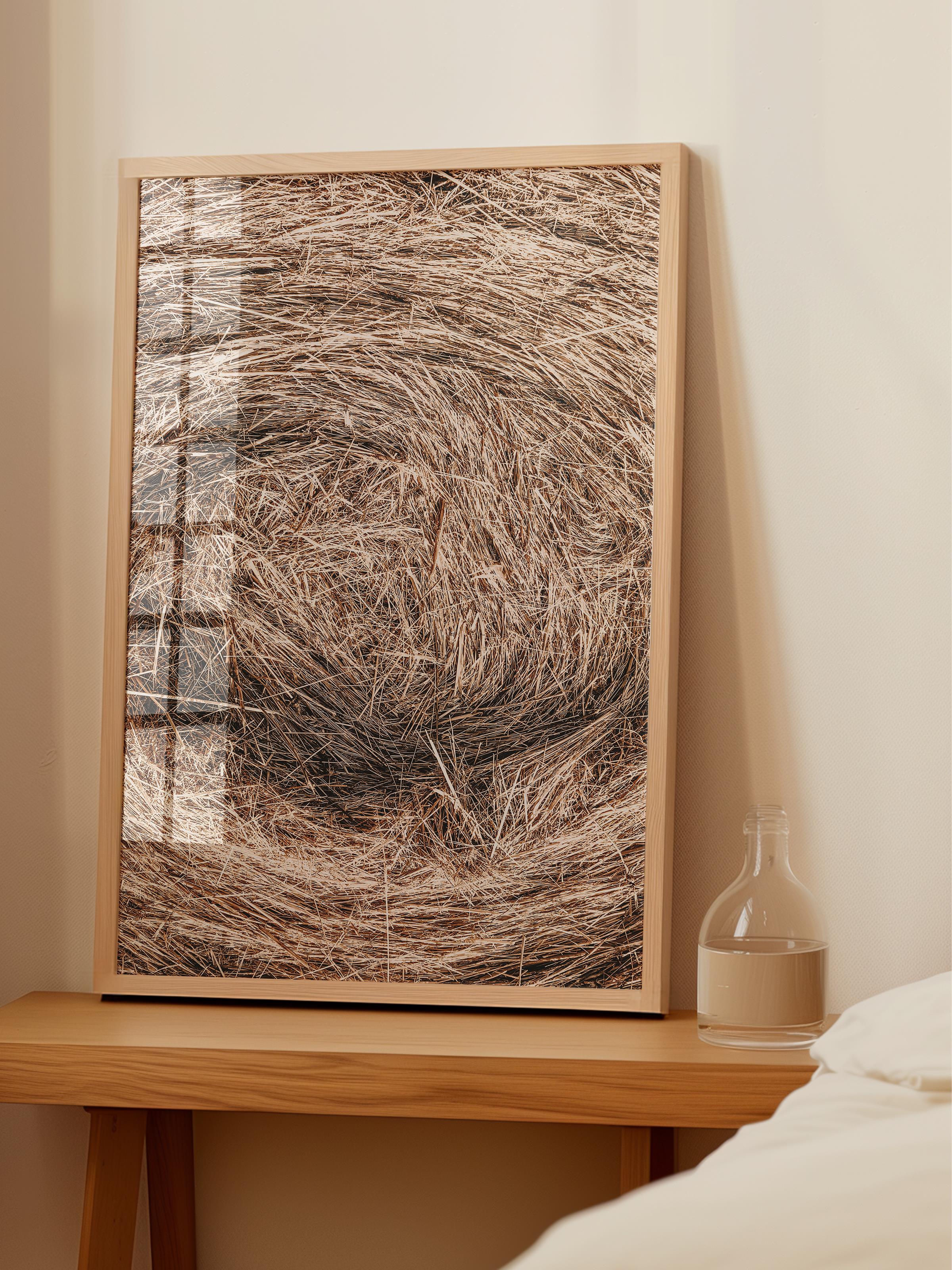 Rustic Çerçevesiz Poster, İskandinav Kahverengi Poster, NO:344 Saman Balyası Fotoğraf, Dikey