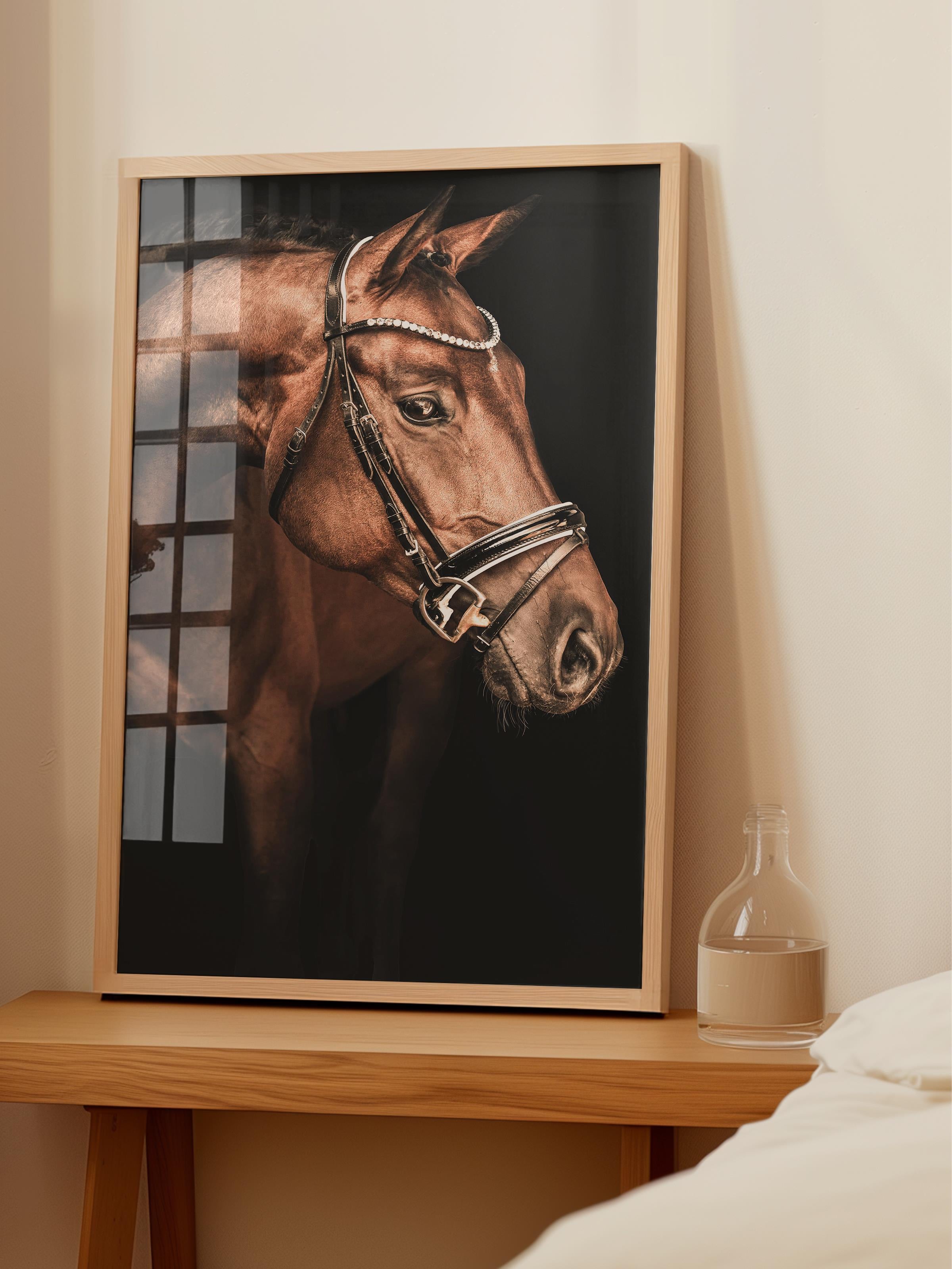 Rustic Çerçevesiz Poster, İskandinav Kahverengi Poster, NO:346 At Fotoğraf, Dikey