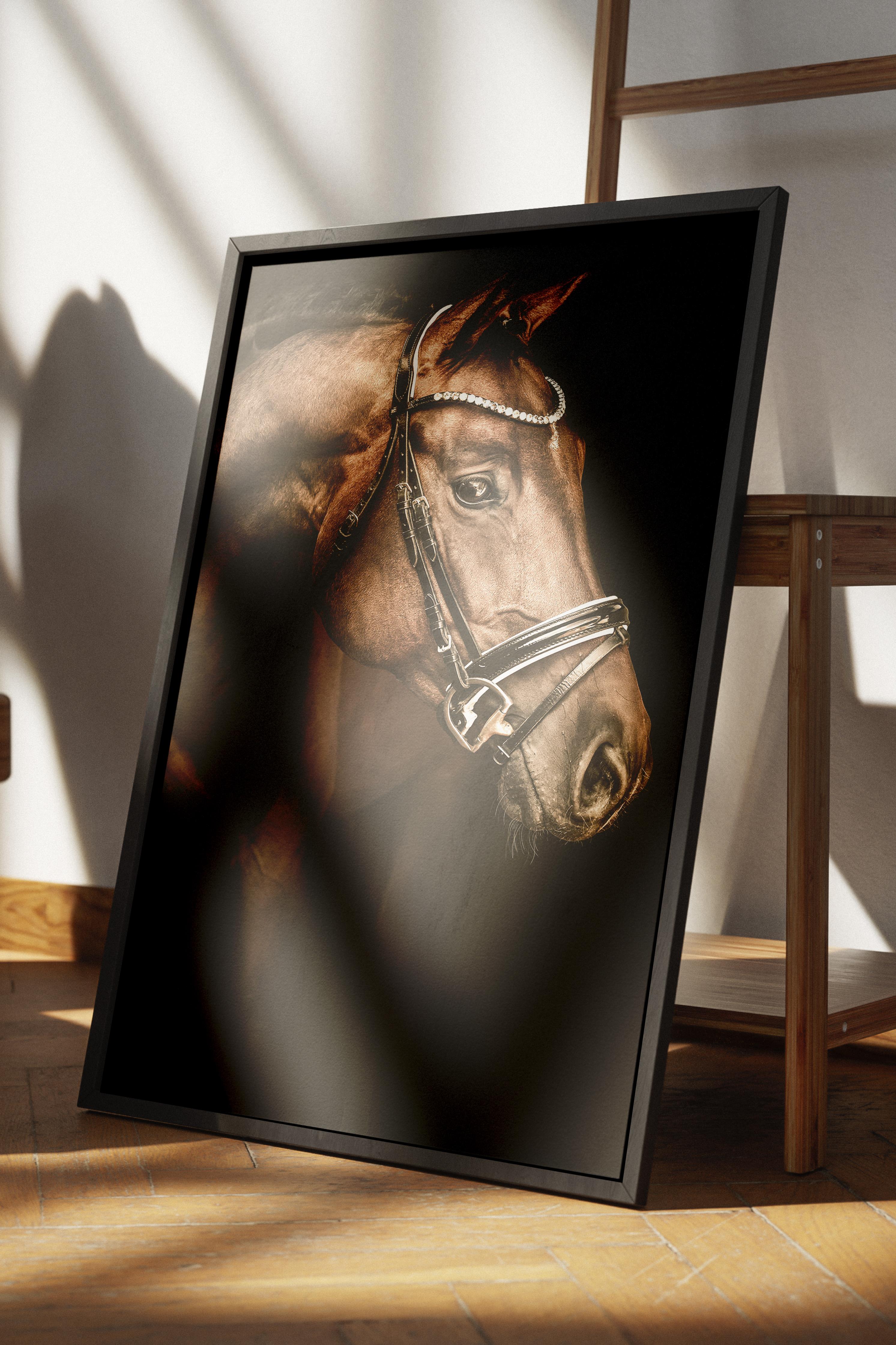 Rustic Çerçevesiz Poster, İskandinav Kahverengi Poster, NO:346 At Fotoğraf, Dikey