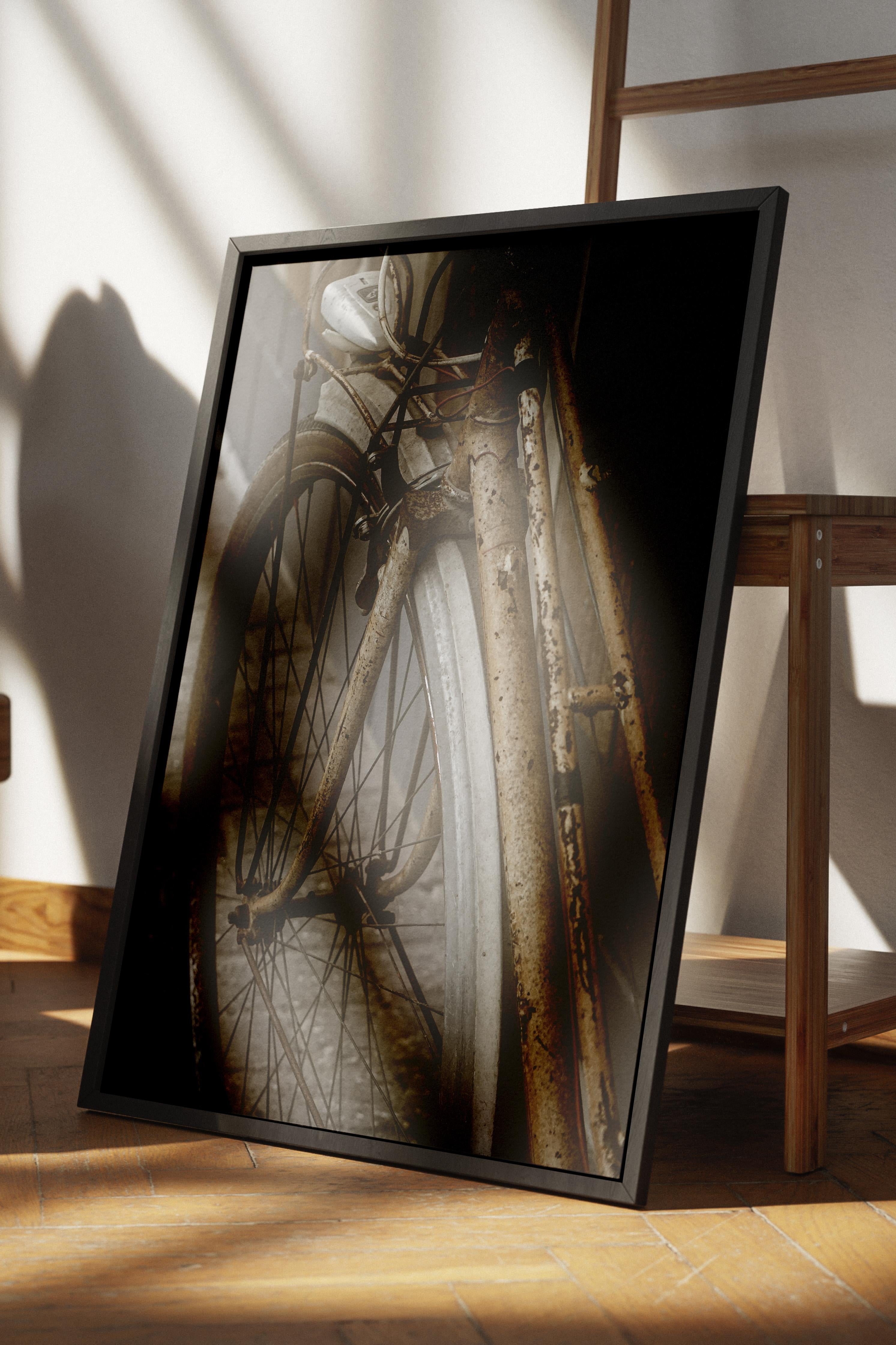 Rustic Çerçevesiz Poster, İskandinav Kahverengi Poster, NO:35 Eski Bisiklet Fotoğraf, Dikey
