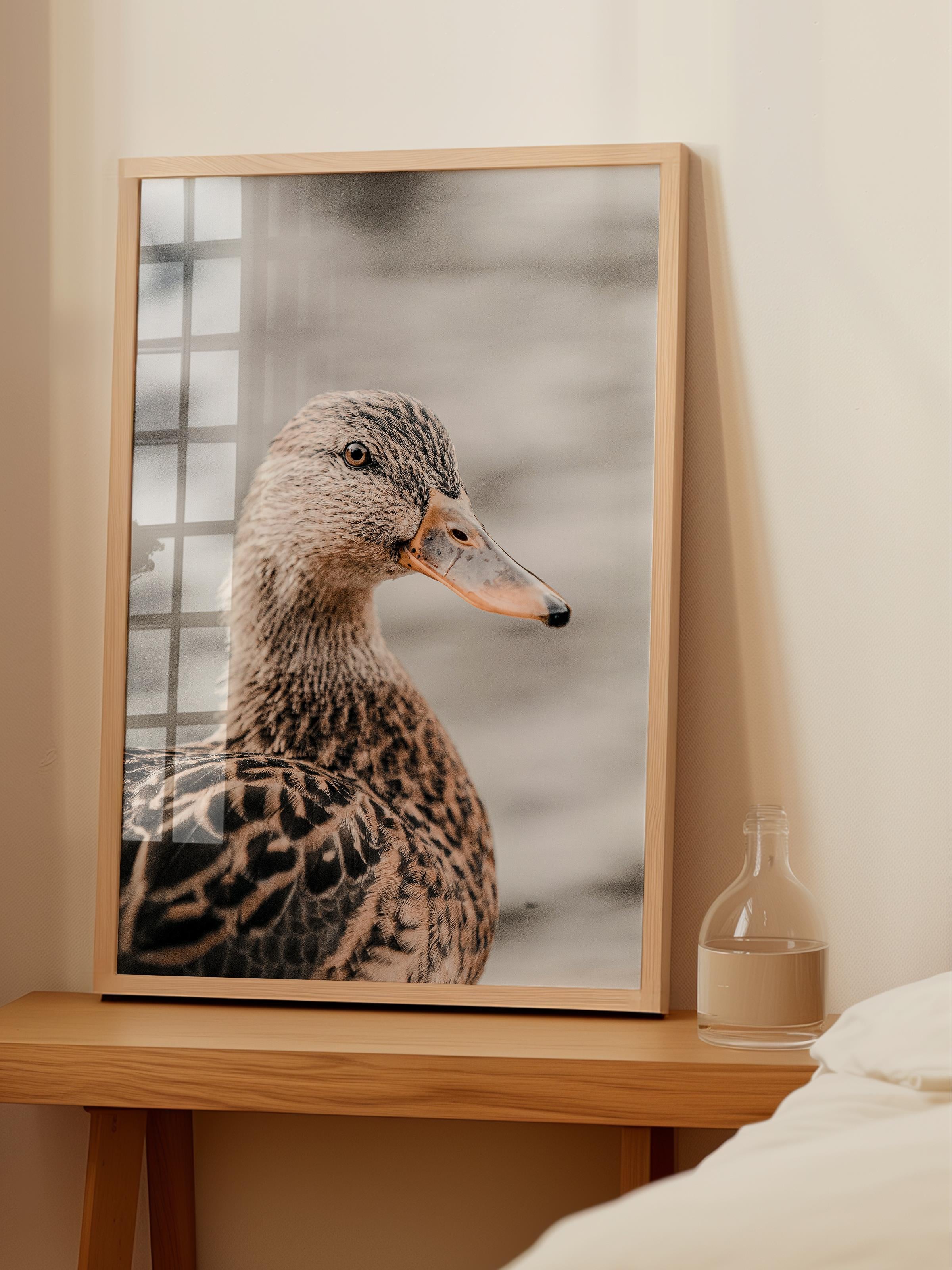 Rustic Çerçevesiz Poster, İskandinav Kahverengi Poster, NO:354 Ördek Fotoğraf, Dikey