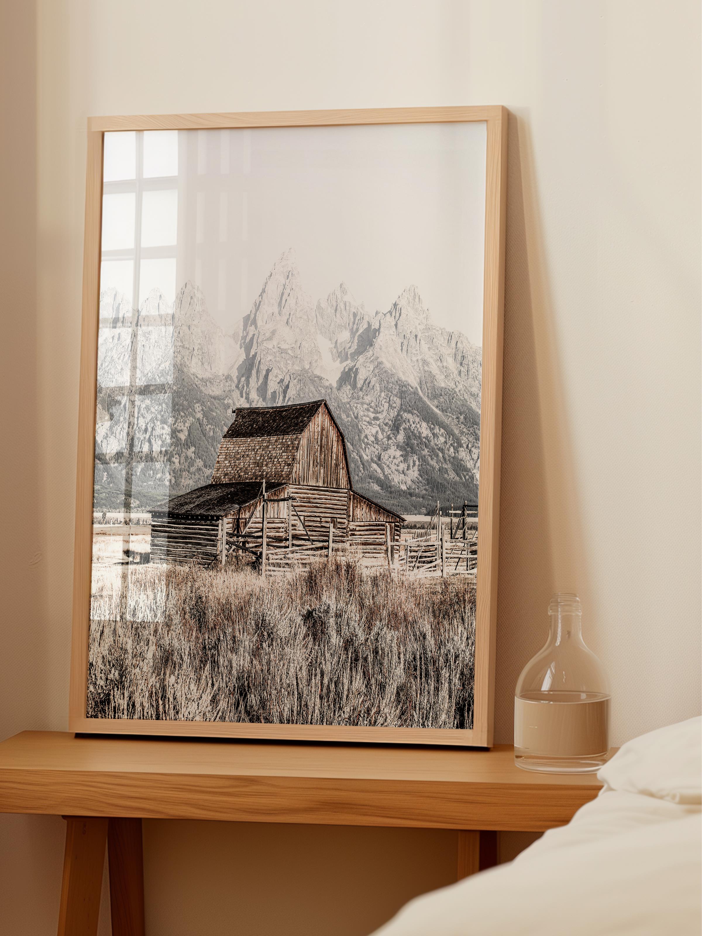 Rustic Çerçevesiz Poster, İskandinav Kahverengi Poster, NO:356 Ahır Fotoğraf, Dikey