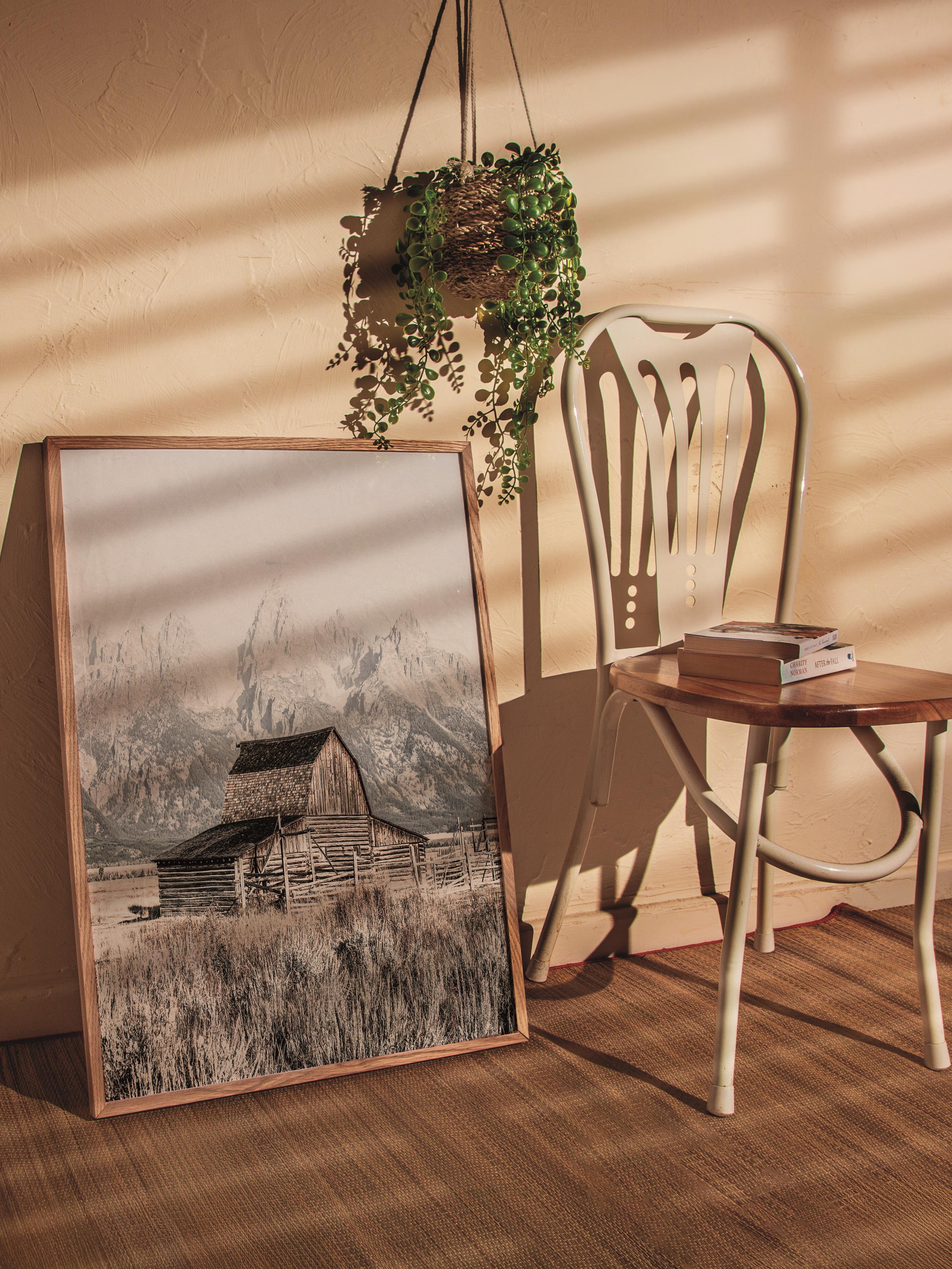 Rustic Çerçevesiz Poster, İskandinav Kahverengi Poster, NO:356 Ahır Fotoğraf, Dikey