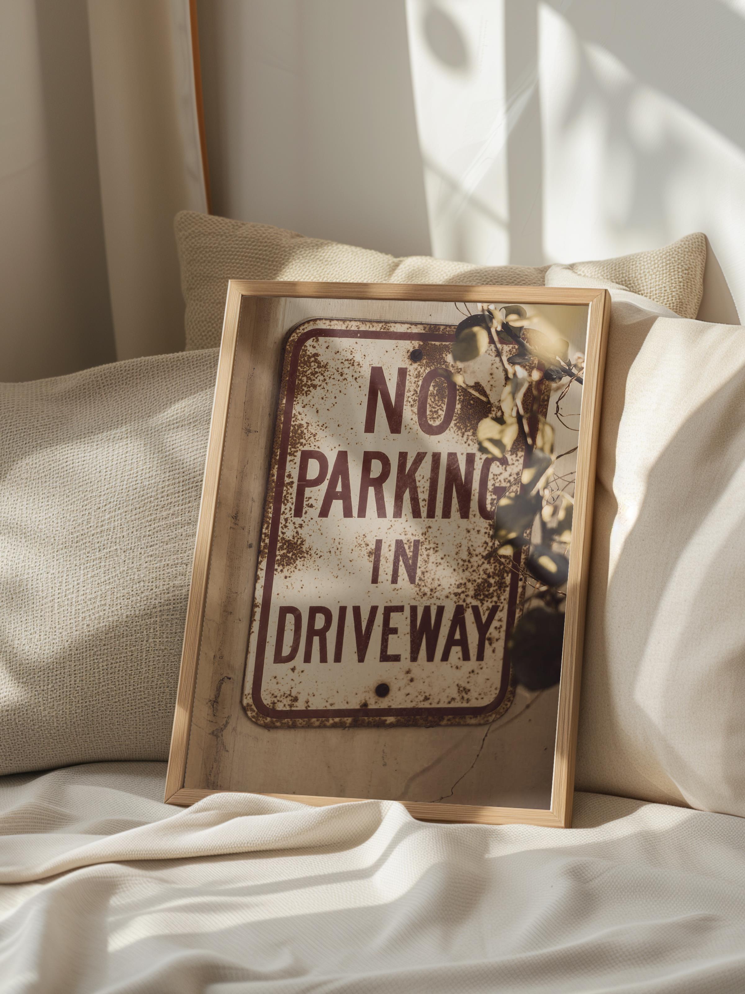Rustic Çerçevesiz Poster, İskandinav Kahverengi Poster, NO:36 No Parking İşareti Fotoğraf, Dikey