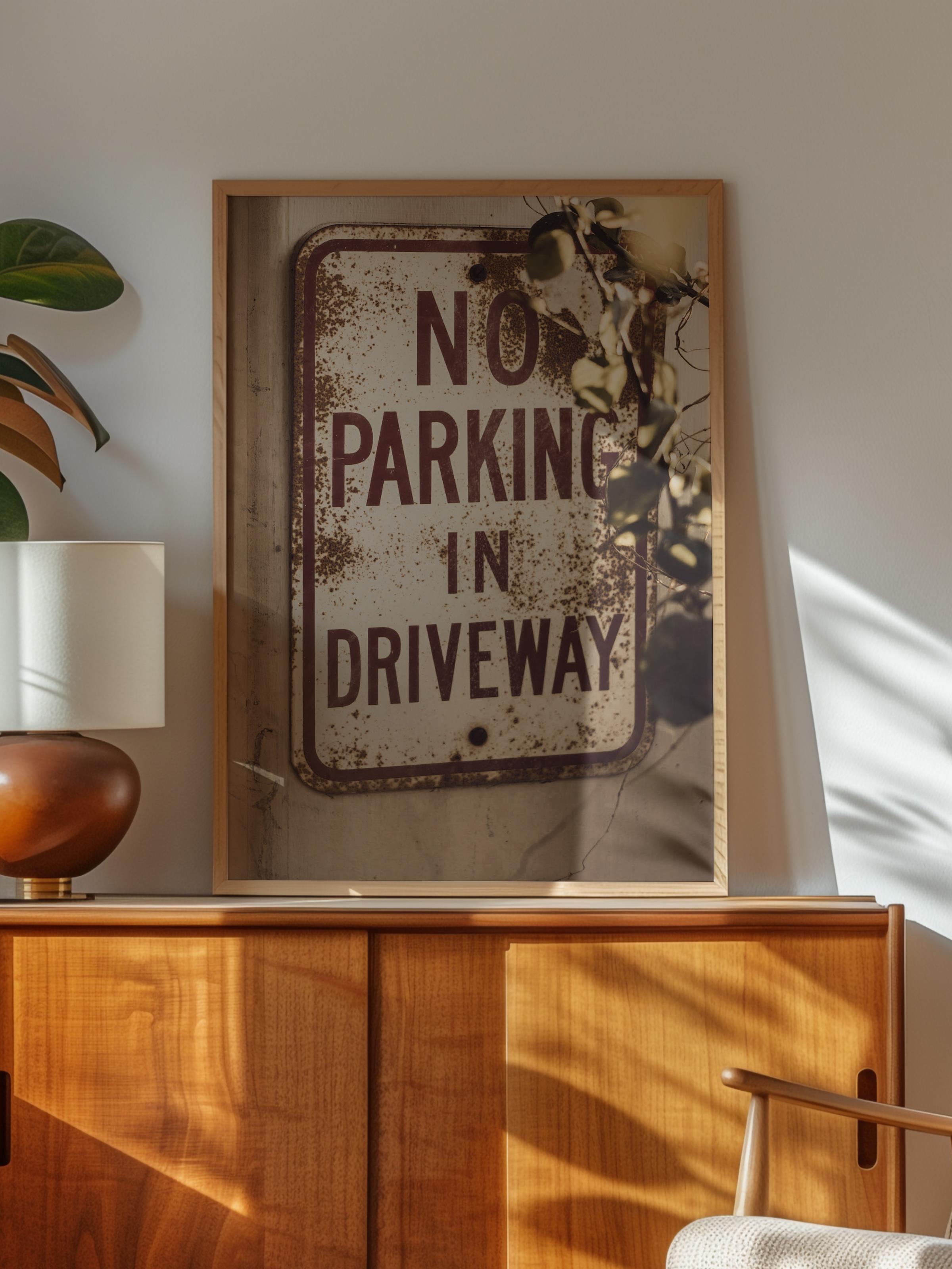 Rustic Çerçevesiz Poster, İskandinav Kahverengi Poster, NO:36 No Parking İşareti Fotoğraf, Dikey