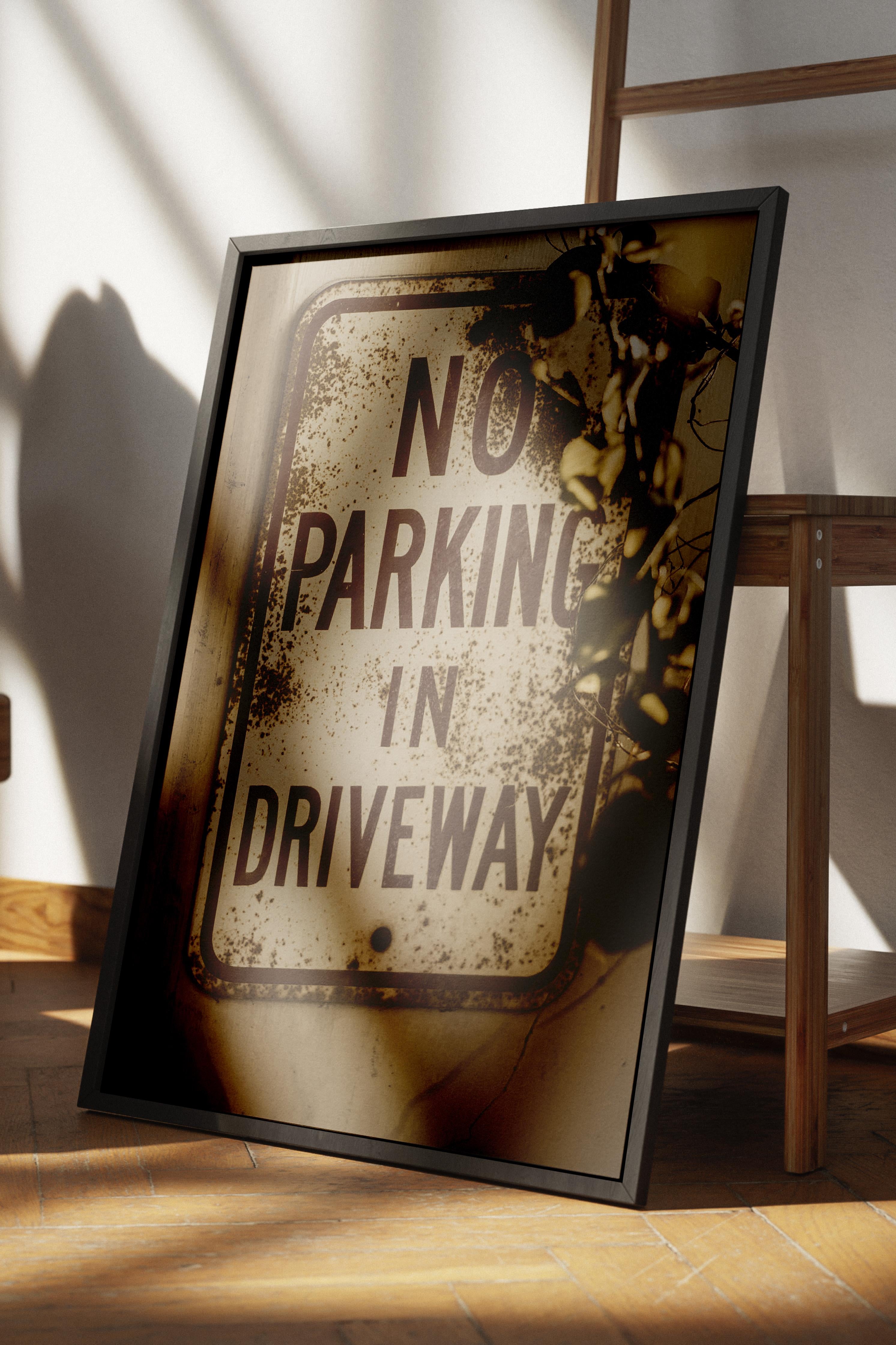 Rustic Çerçevesiz Poster, İskandinav Kahverengi Poster, NO:36 No Parking İşareti Fotoğraf, Dikey