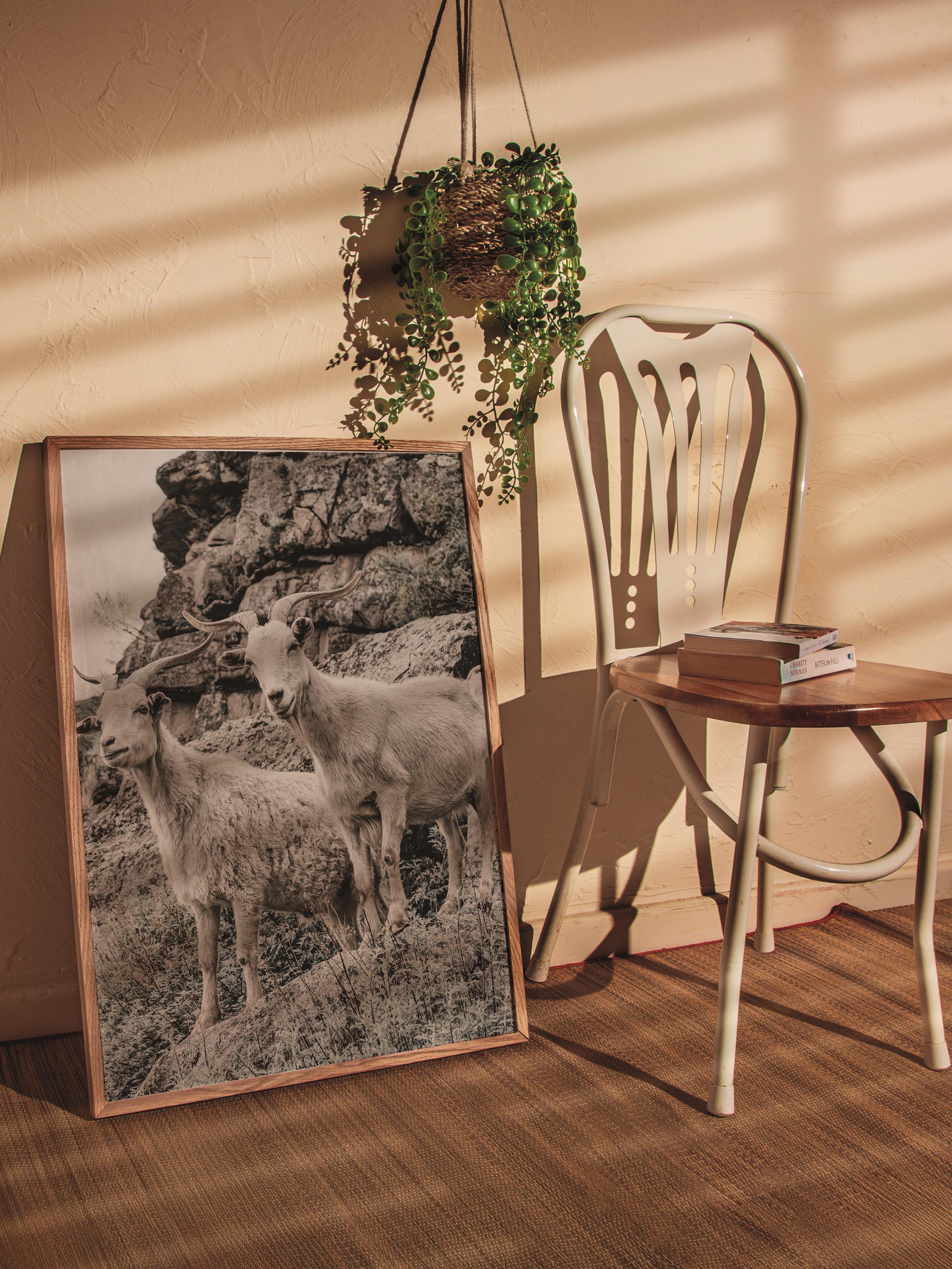 Rustic Çerçevesiz Poster, İskandinav Kahverengi Poster, NO:363 Geyik Fotoğraf, Dikey