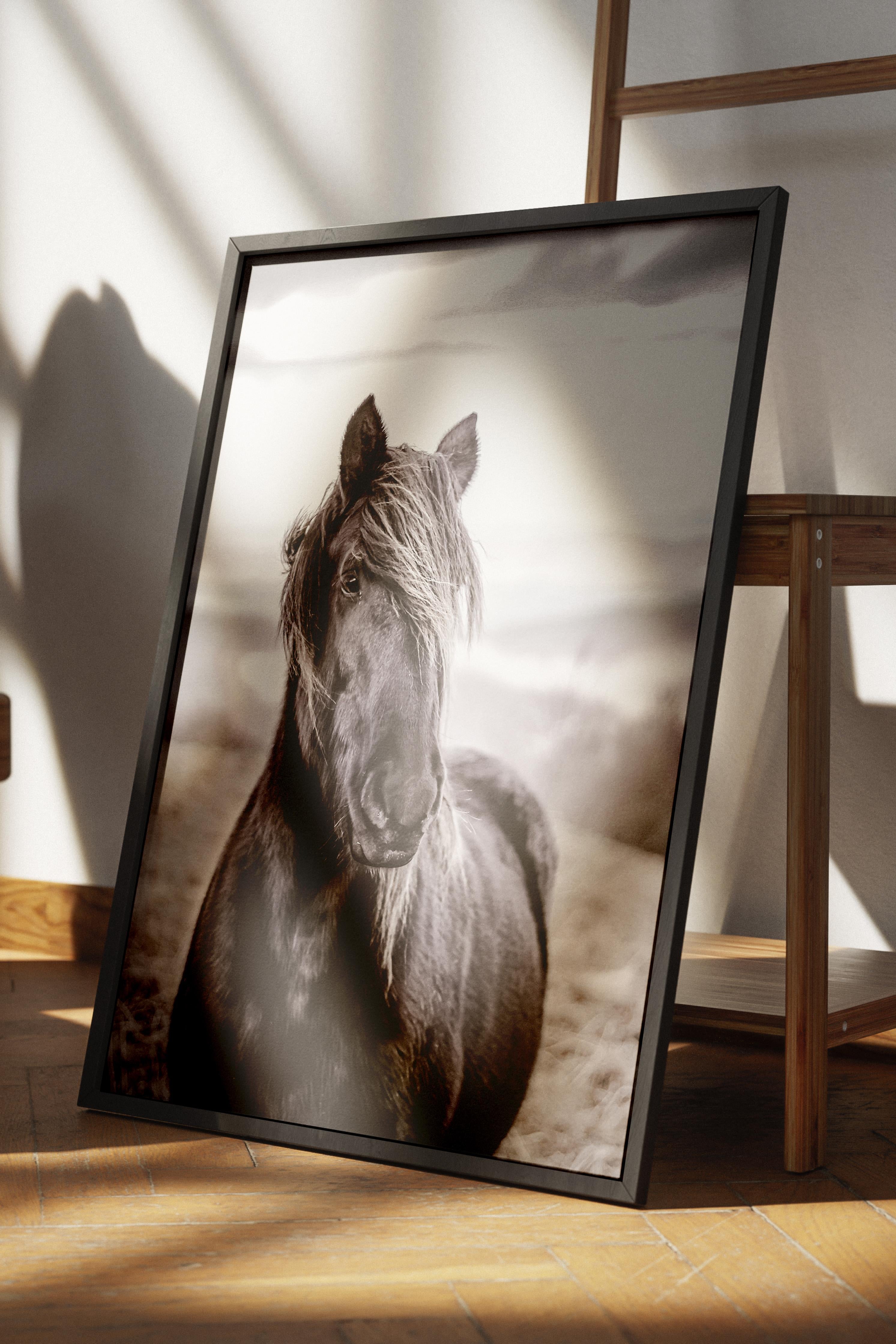 Rustic Çerçevesiz Poster, İskandinav Kahverengi Poster, NO:365 At Fotoğraf, Dikey