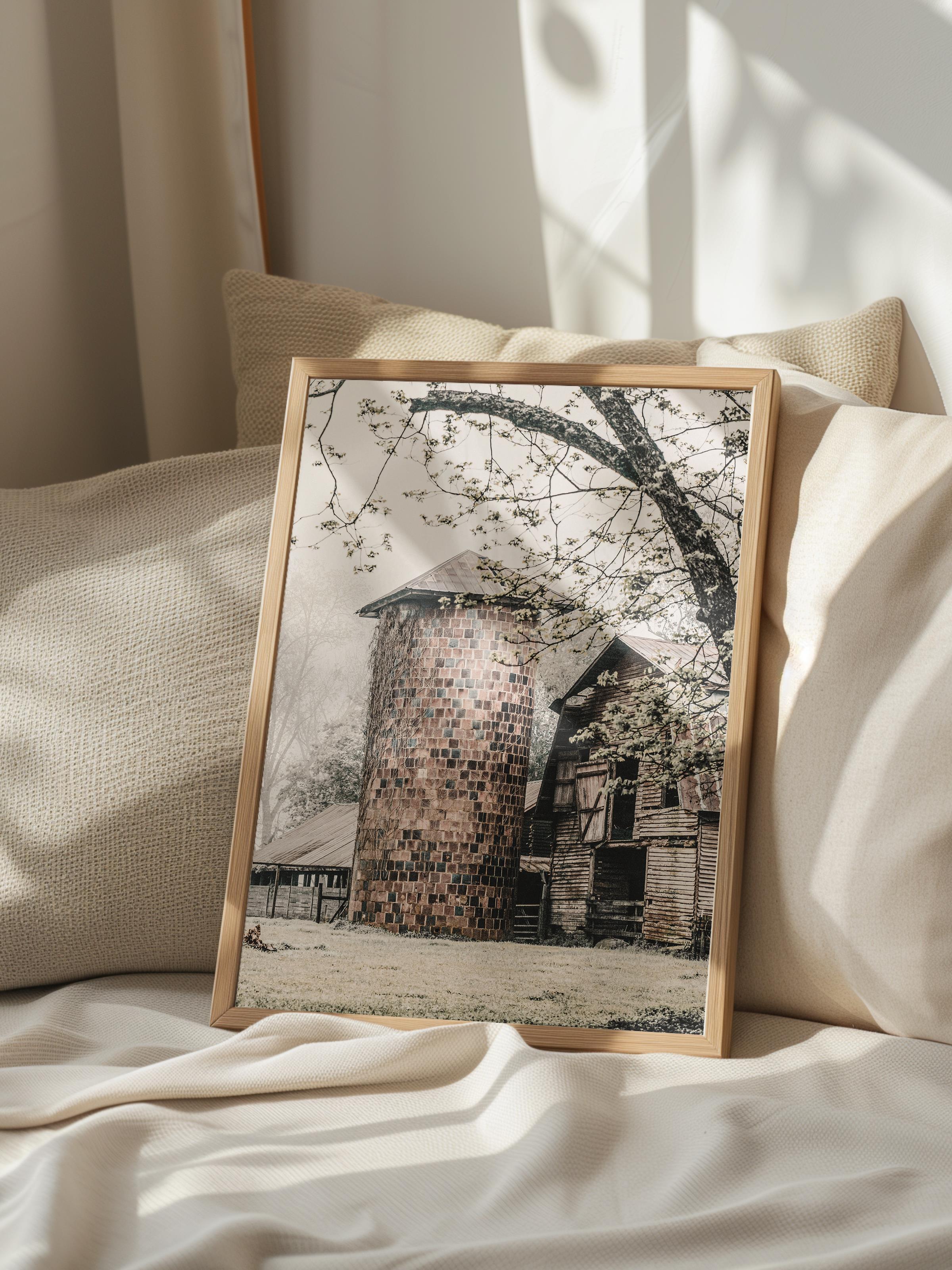 Rustic Çerçevesiz Poster, İskandinav Kahverengi Poster, NO:369 Silo Fotoğraf, Dikey