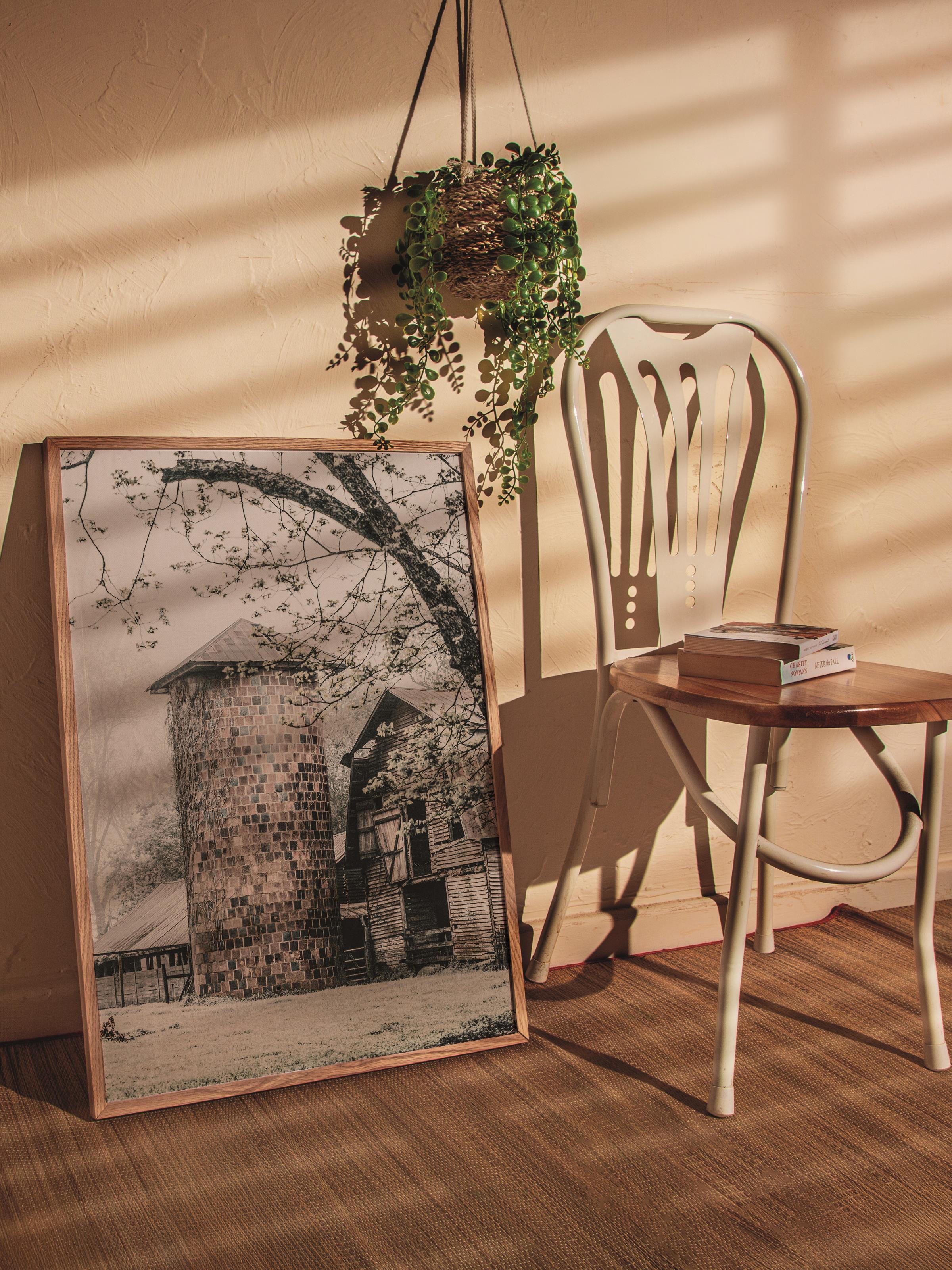 Rustic Çerçevesiz Poster, İskandinav Kahverengi Poster, NO:369 Silo Fotoğraf, Dikey
