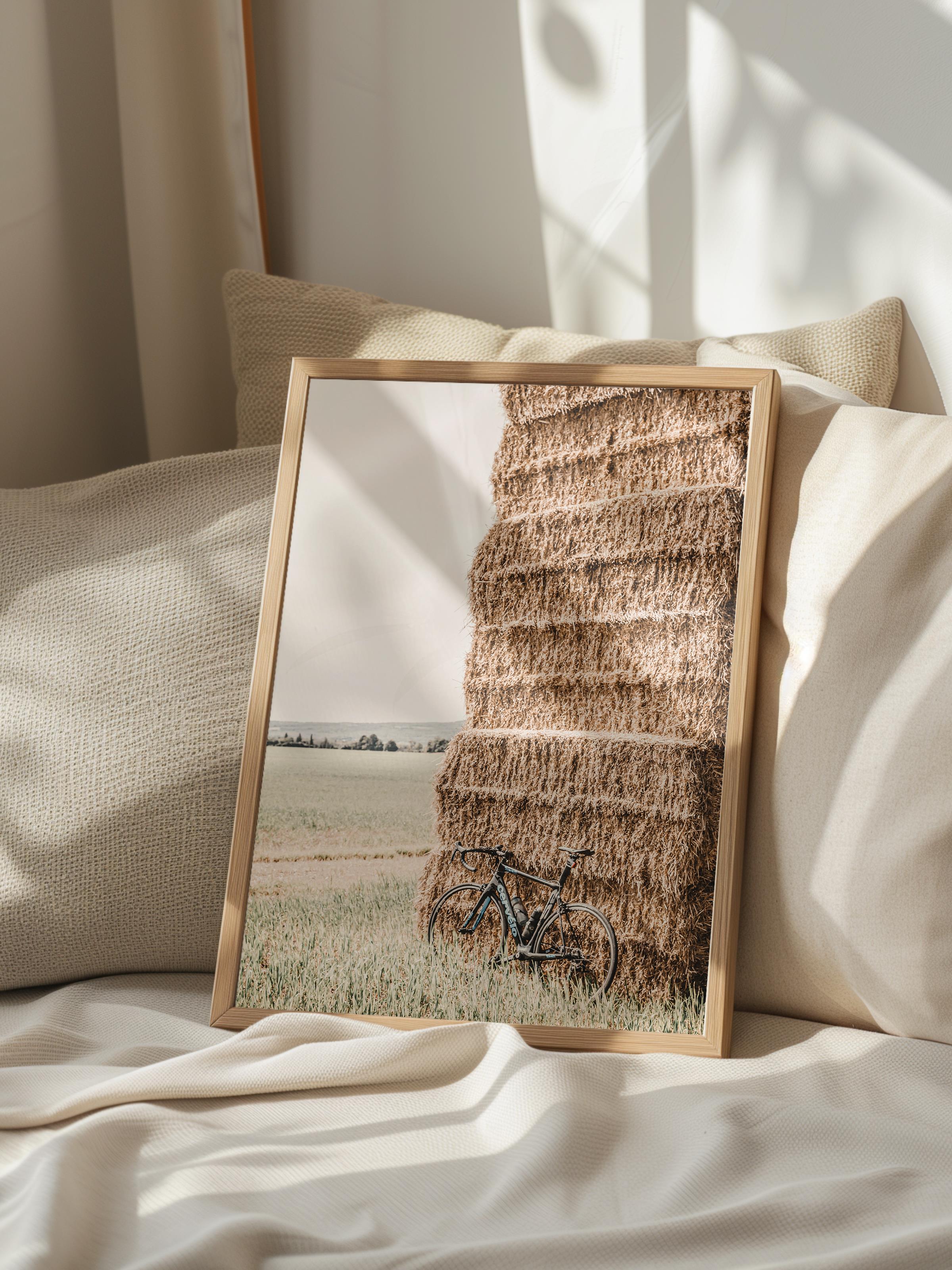 Rustic Çerçevesiz Poster, İskandinav Kahverengi Poster, NO:376 Saman Balyası Fotoğraf, Dikey
