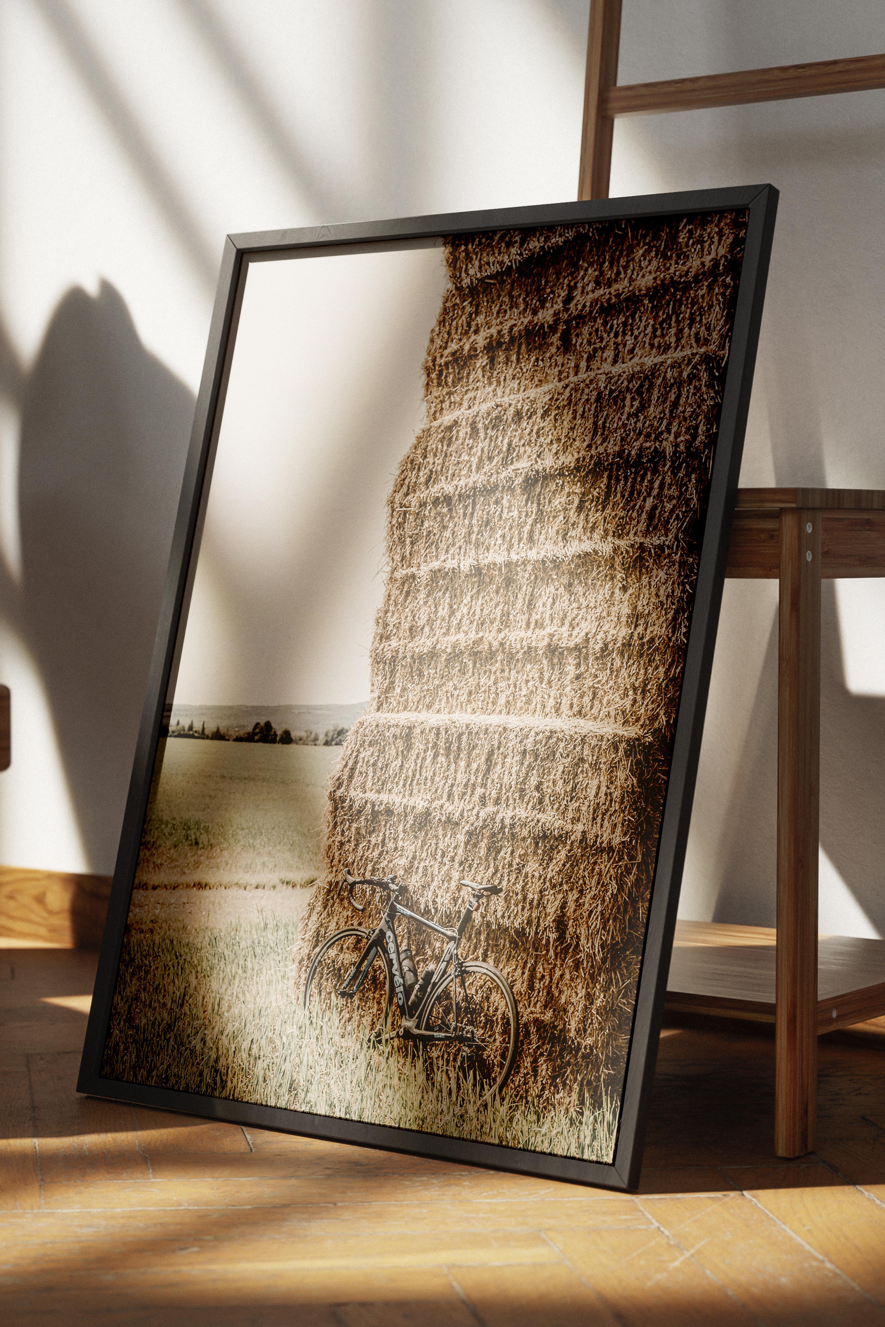 Rustic Çerçevesiz Poster, İskandinav Kahverengi Poster, NO:376 Saman Balyası Fotoğraf, Dikey