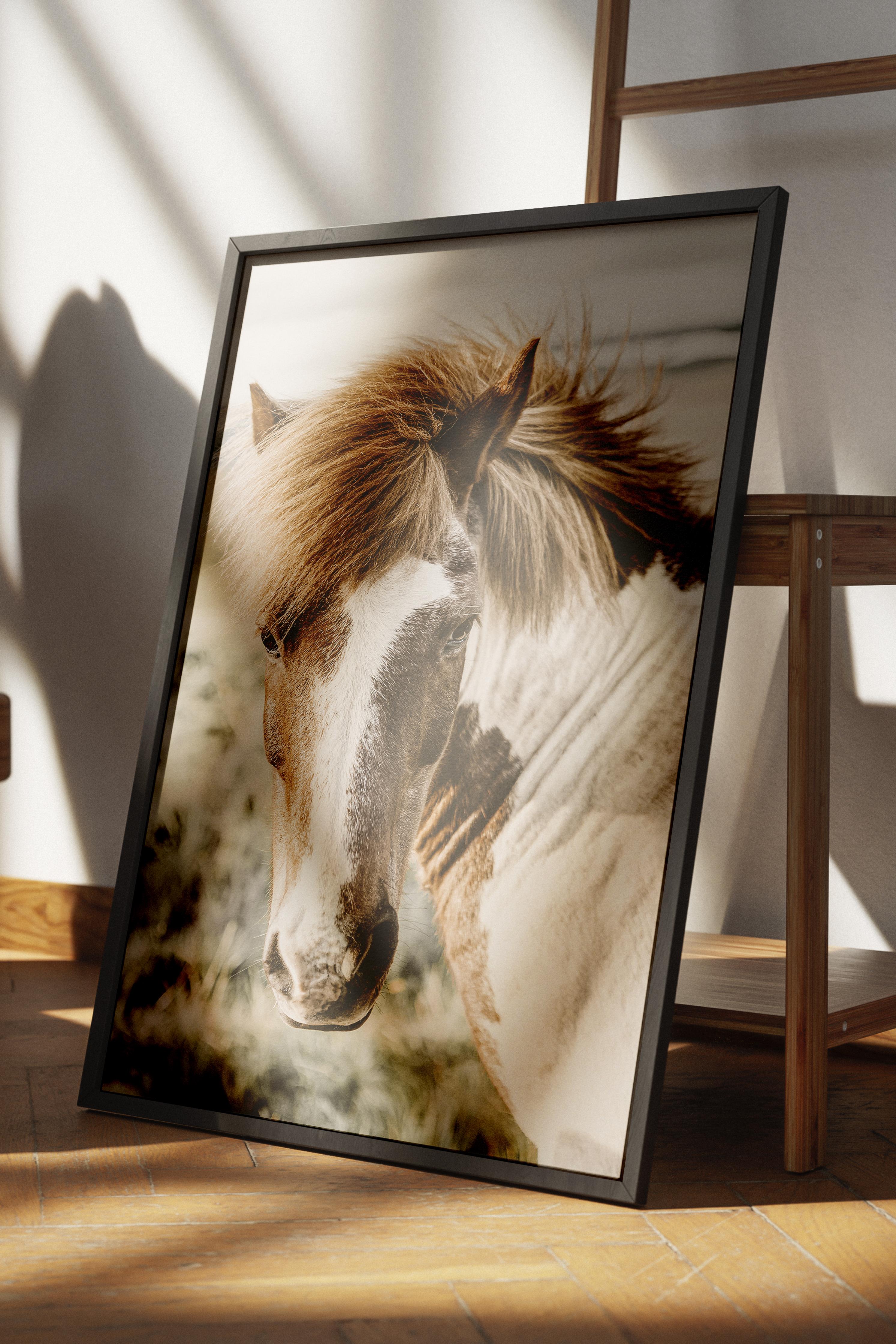 Rustic Çerçevesiz Poster, İskandinav Kahverengi Poster, NO:378 At Fotoğraf, Dikey