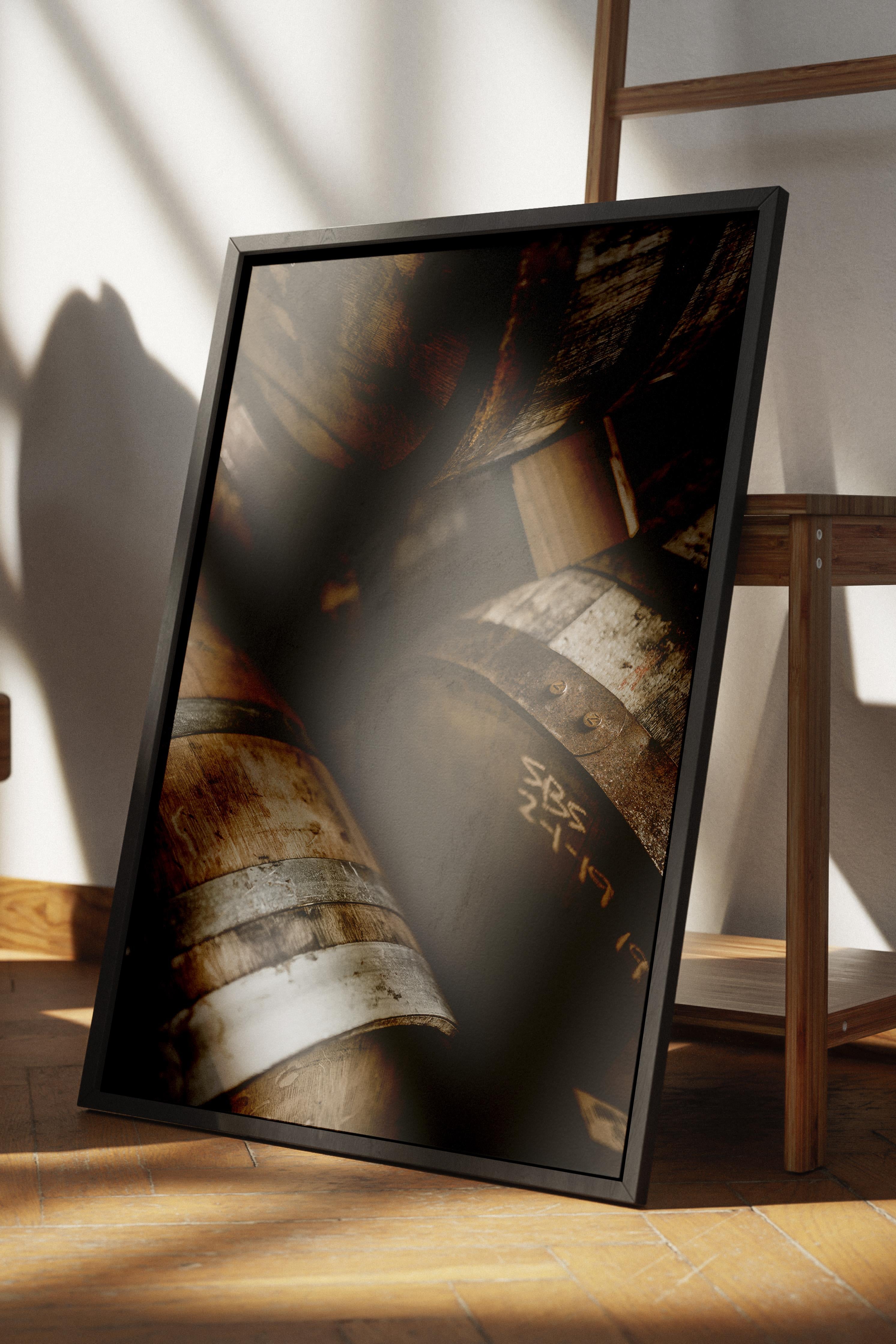 Rustic Çerçevesiz Poster, İskandinav Kahverengi Poster, NO:38 Yakın Plan Fıçı Fotoğraf, Dikey